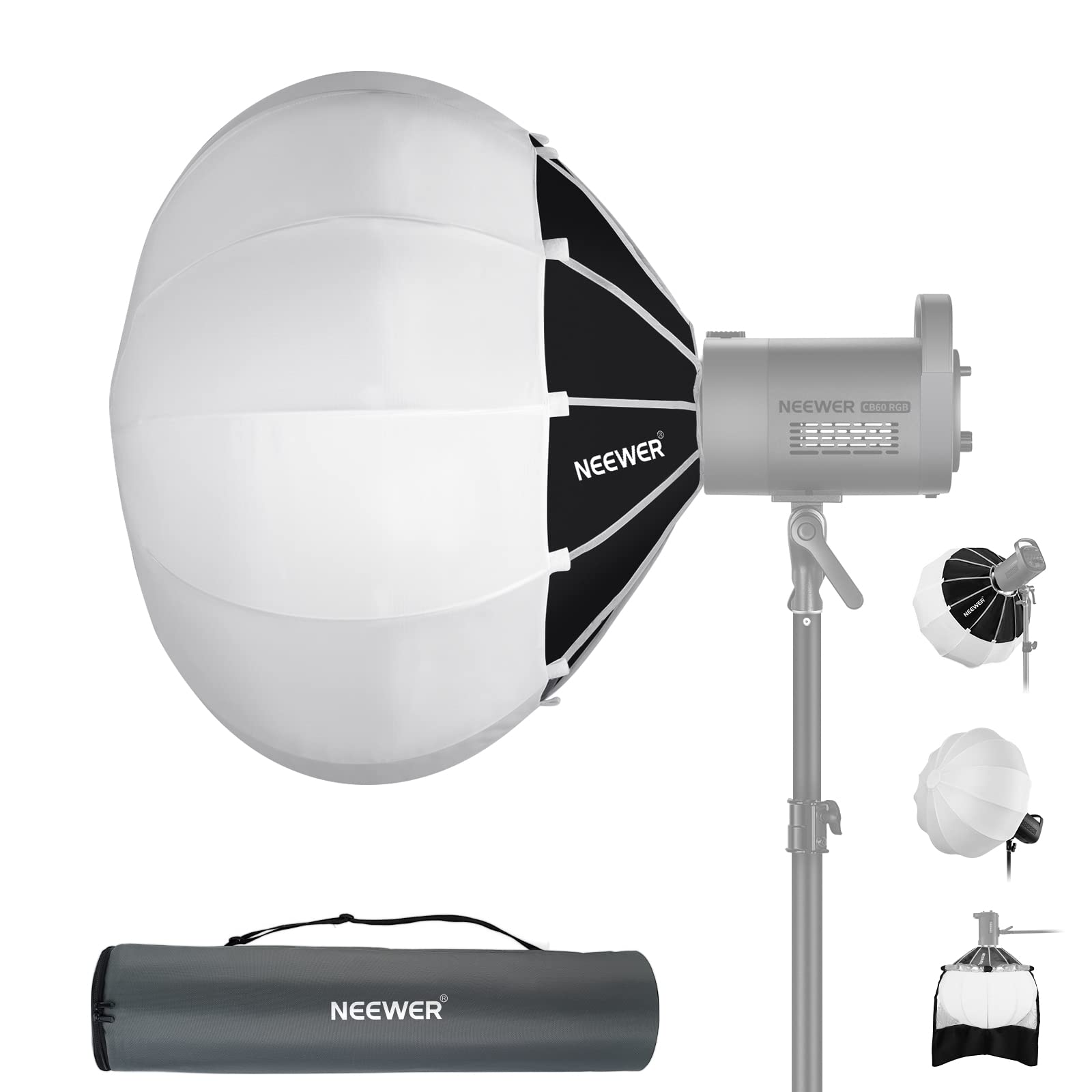 Neewer 26''/65Cm Lantern Softbox One Step Quick Release, 360 Light Diffuser With Skirt, Bowens Mount For Video Light Cb60 Cb100