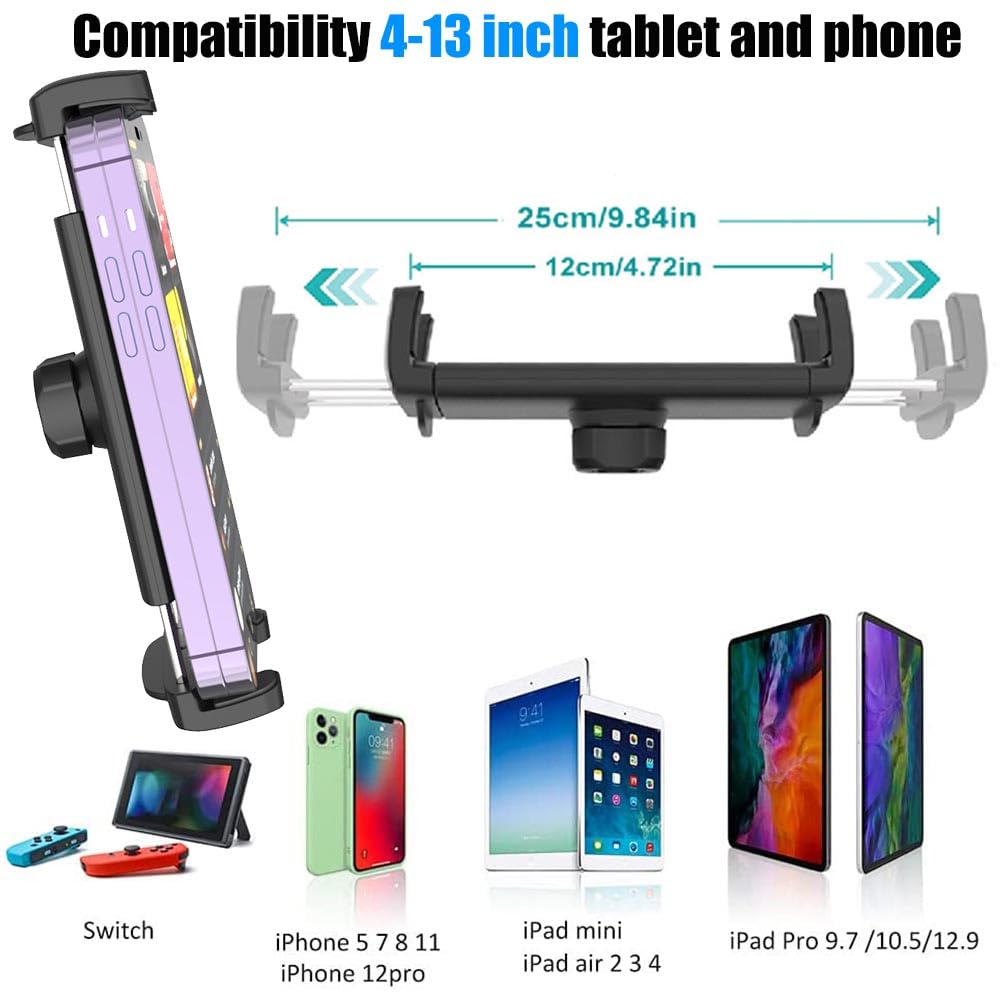 Cuxwill Tesla Headrest Mount Tablet Holder For 4-13'' Ipad & Phone, Car Back Seat Holder For Tesla Model Y Model 3, Car Mount Wi