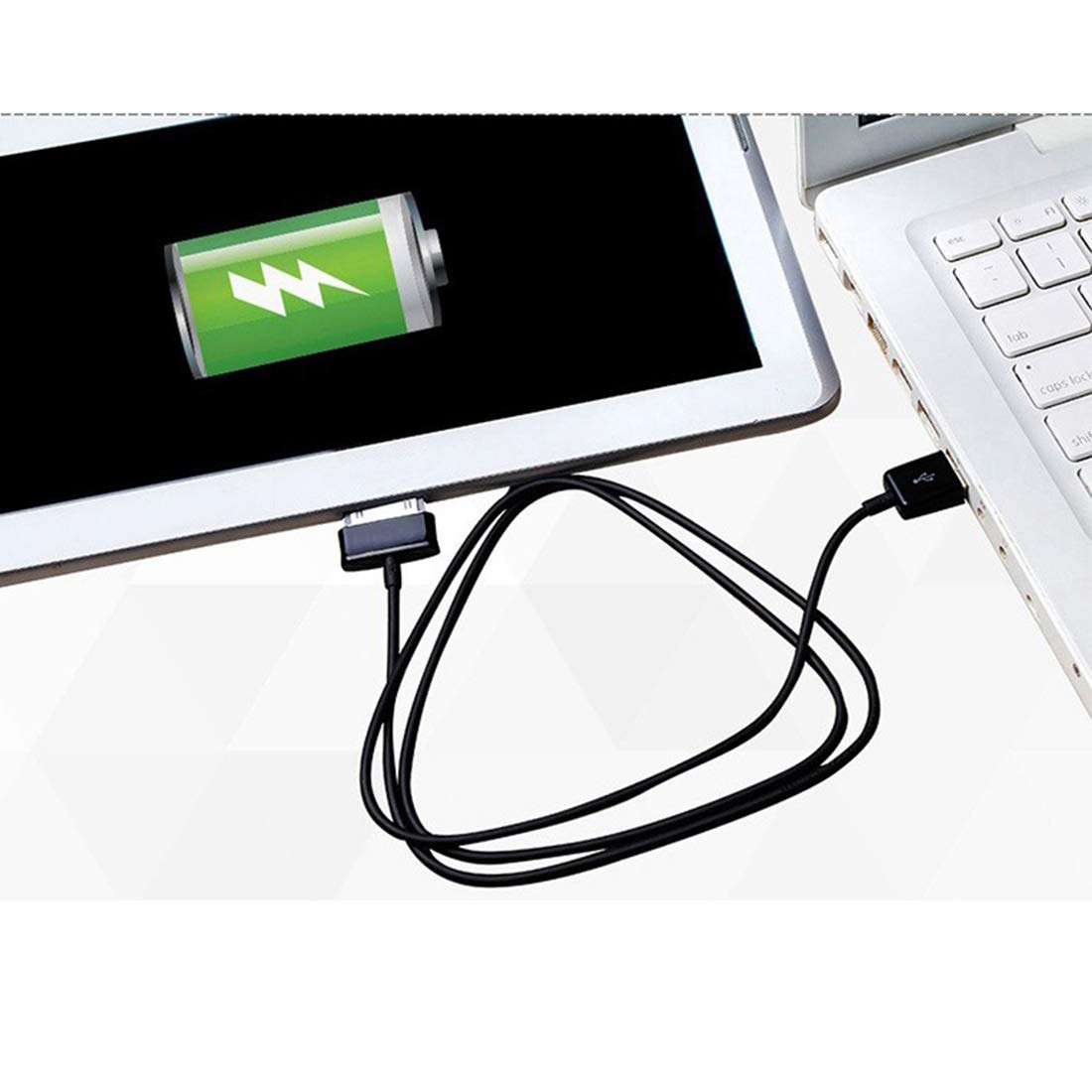 Charging Sync Data Charger Cable Cord 30 Pin Compatible For Samsung Galaxy Tab 2 10.1 8.9 7.7 7.0 Plus Inch Tablet (Black)