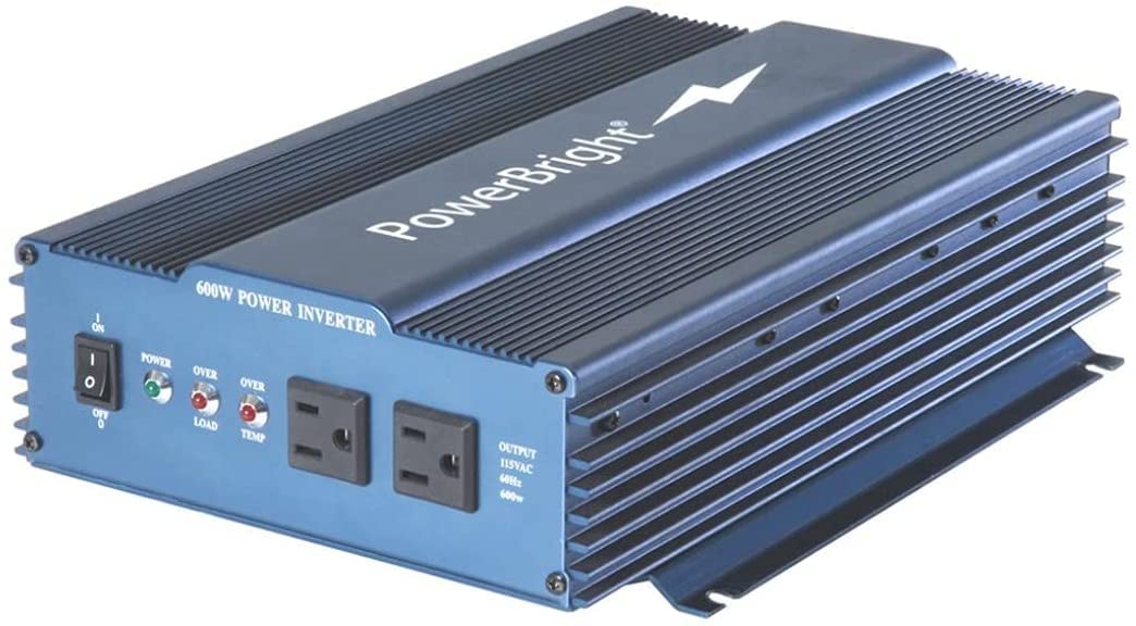 Powerbright 600 Watt Pure Sine Wave Power Inverter, 12 V Dc To 120 V Ac Car Inverter W/ Dual 120 Volt Ac Outlets & Overload Indicator. Perfect For Camping, Emergency, Hurricane & Storm Outage