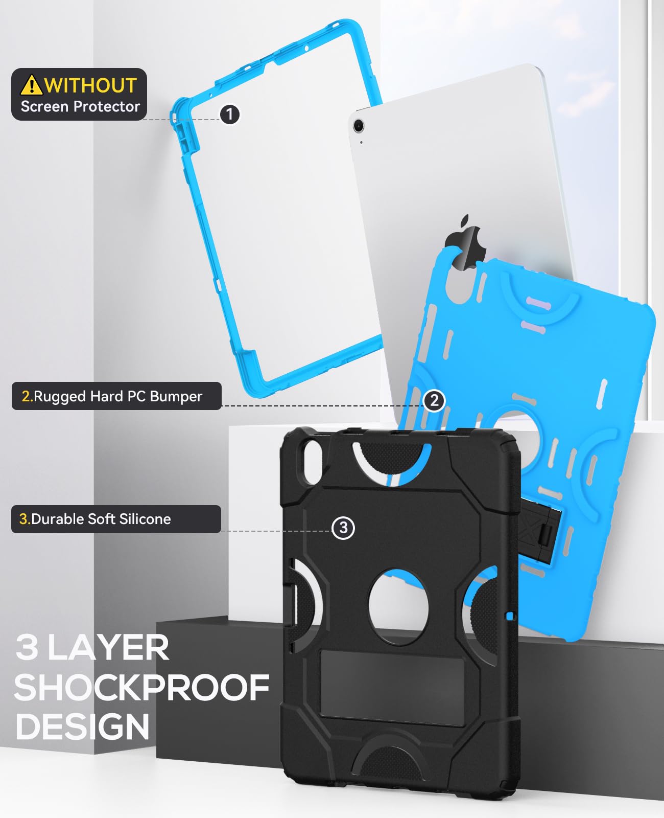 Cantis Case For Ipad Air 11 Inch M2 (2024), Ipad Air 5Th Generation (2022)/ Ipad Air 4Th Gen (2020) 10.9 Inch, Heavy Duty Shockp