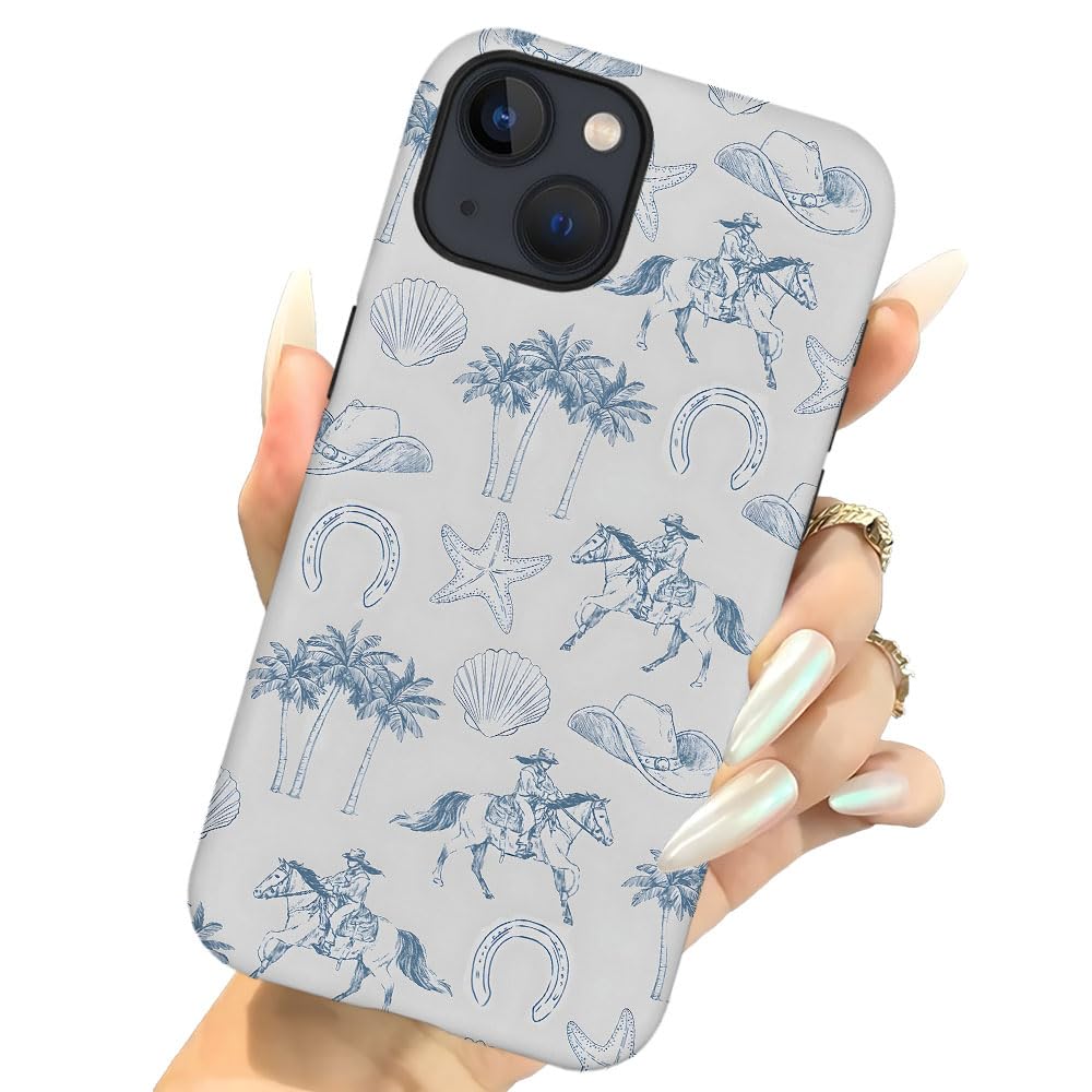 Generic Case For Iphone 14 - [Drop Protection Phone Cover] - Hybrid Case For Girl Women - Coastal Beach Horse West