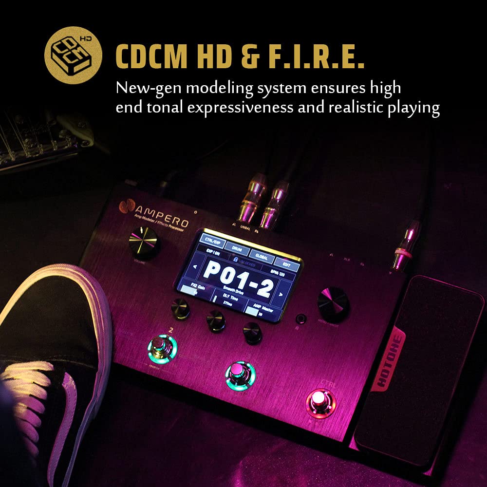 Hotone Ampero Mp 100 Guitar Bass Amp Modeling Ir Cabinets Simulation Multi Language Multi Effects With Expression Pedal Stereo O