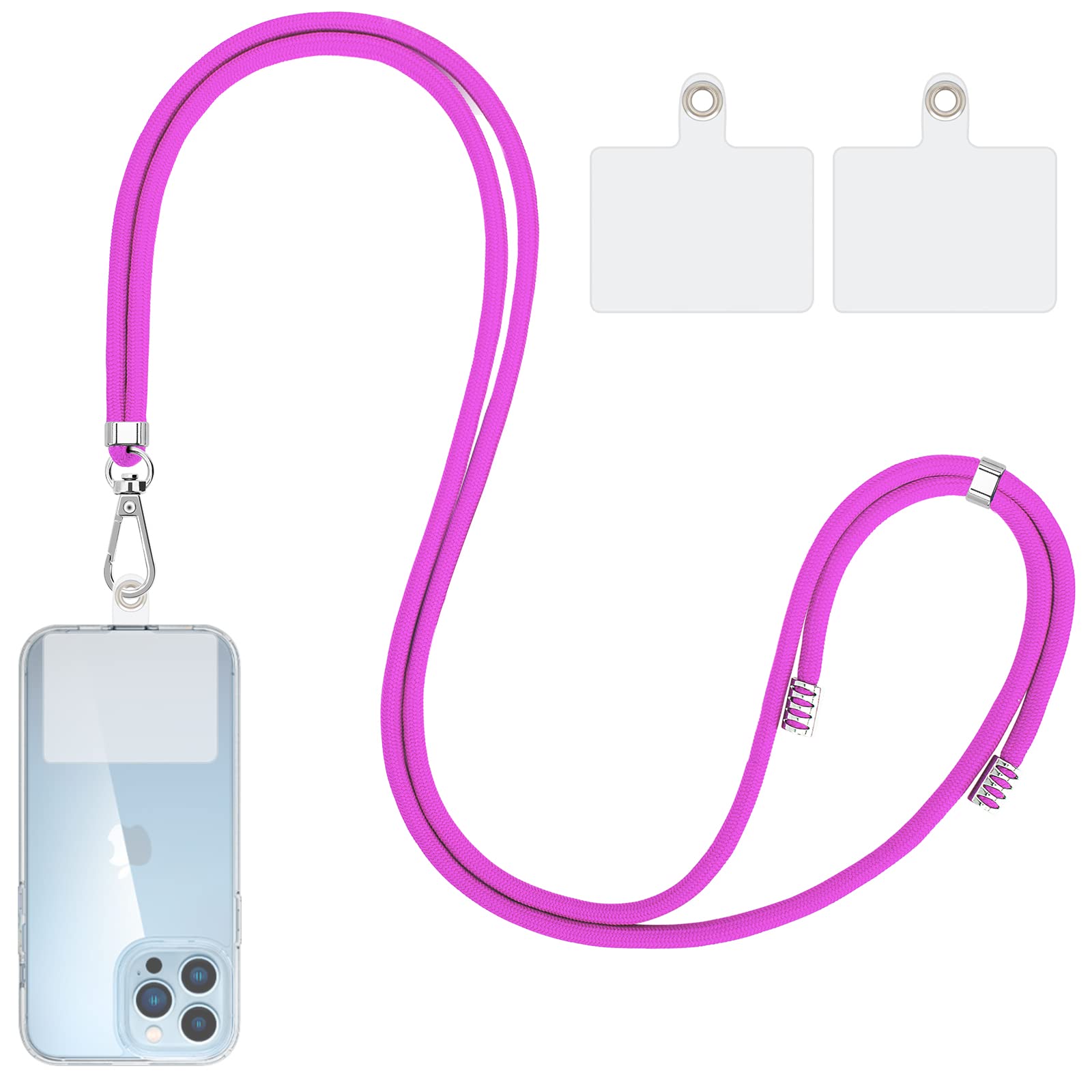 Lousrnman Crossbody Cell Phone Lanyard, Universal Phone Lanyards With 2 Pack Clear Patch Compatible With Most Phones (Purple)