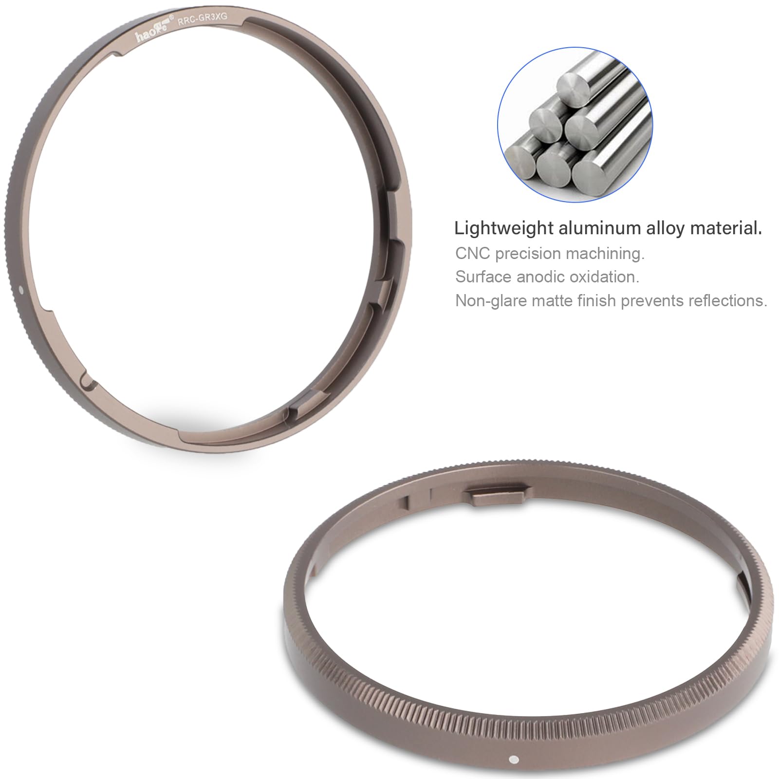 Haoge Rrc Gr3Xg Dark Gray Metal Decorate Ring Cap For Ricoh Gr3X/Griiix Camera Replaces Gn 2