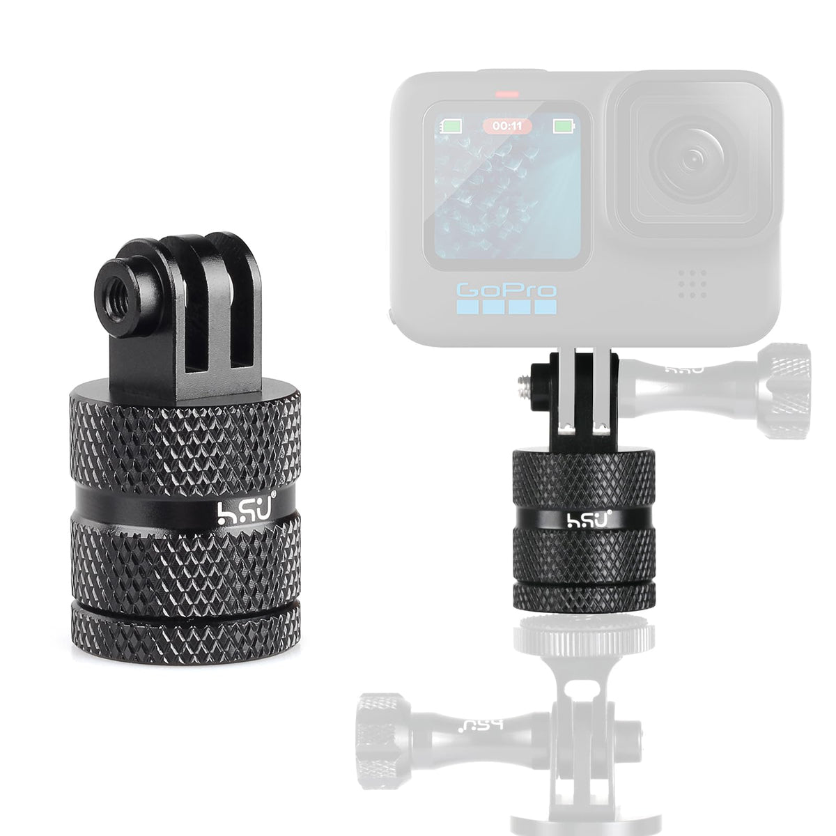 Hsu Aluminum 1/4 Inch 20 Camera Mount, 360 Degree Rotation Tripod Adapter Fits Gopro Hero, Dji Osmo Action Camera Insta360 Ace Pro Akaso Campark And Other Standard 1/4 Accessories