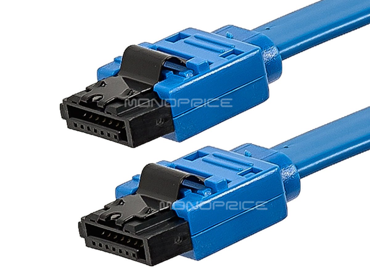 Monoprice 108782 18 Inch Sata 6Gbps Cable With Locking Latch, Blue