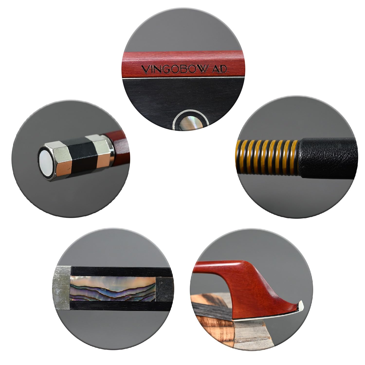 4/4 Size Brazilwood French Model Black Horse Hair Double Bass Bow