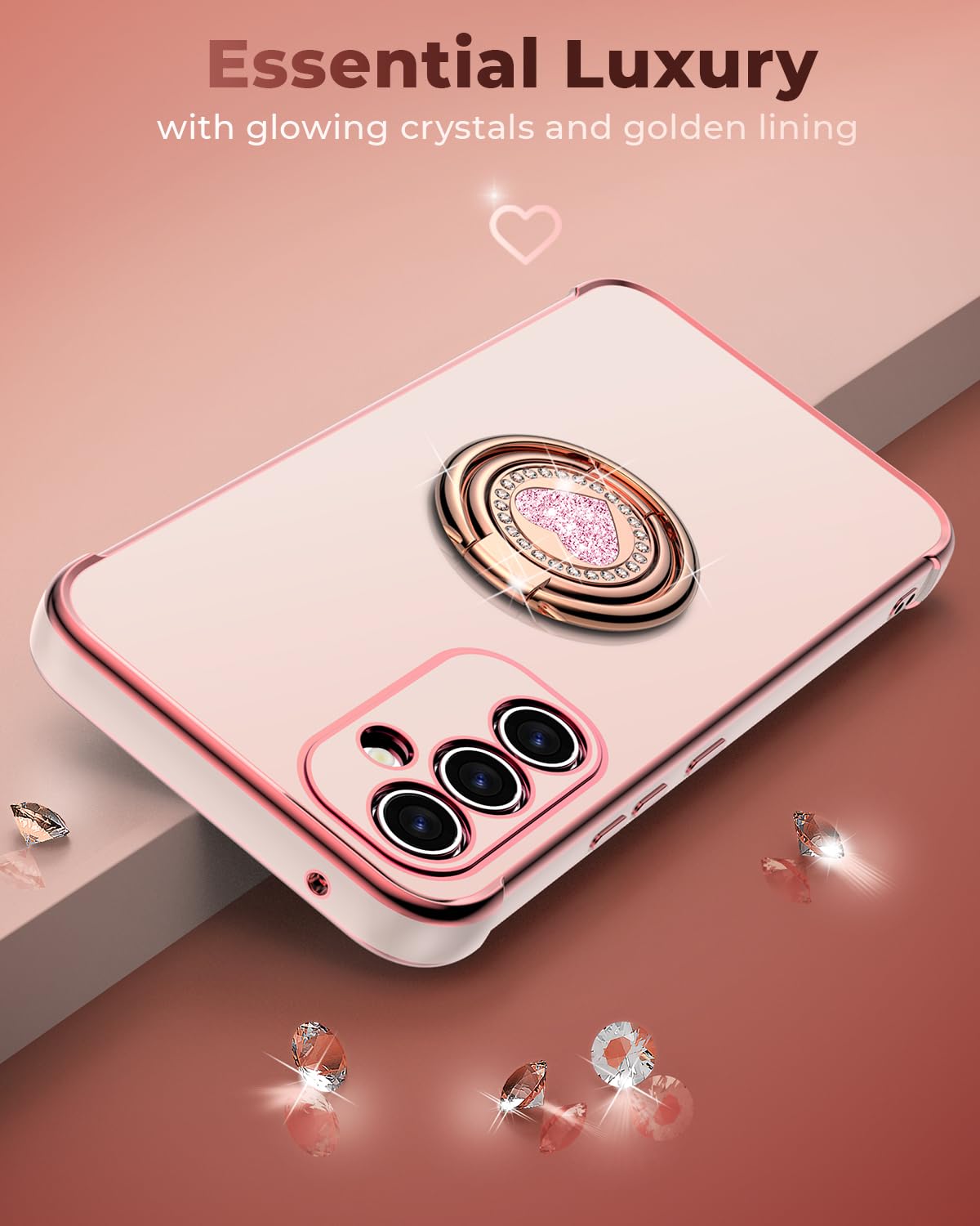 Xyz For Galaxy A14 5G Case With Stand, For Samsung Galaxy A14 5G Case With Double Ring, Women Girls Bling Luxury Protective Phon