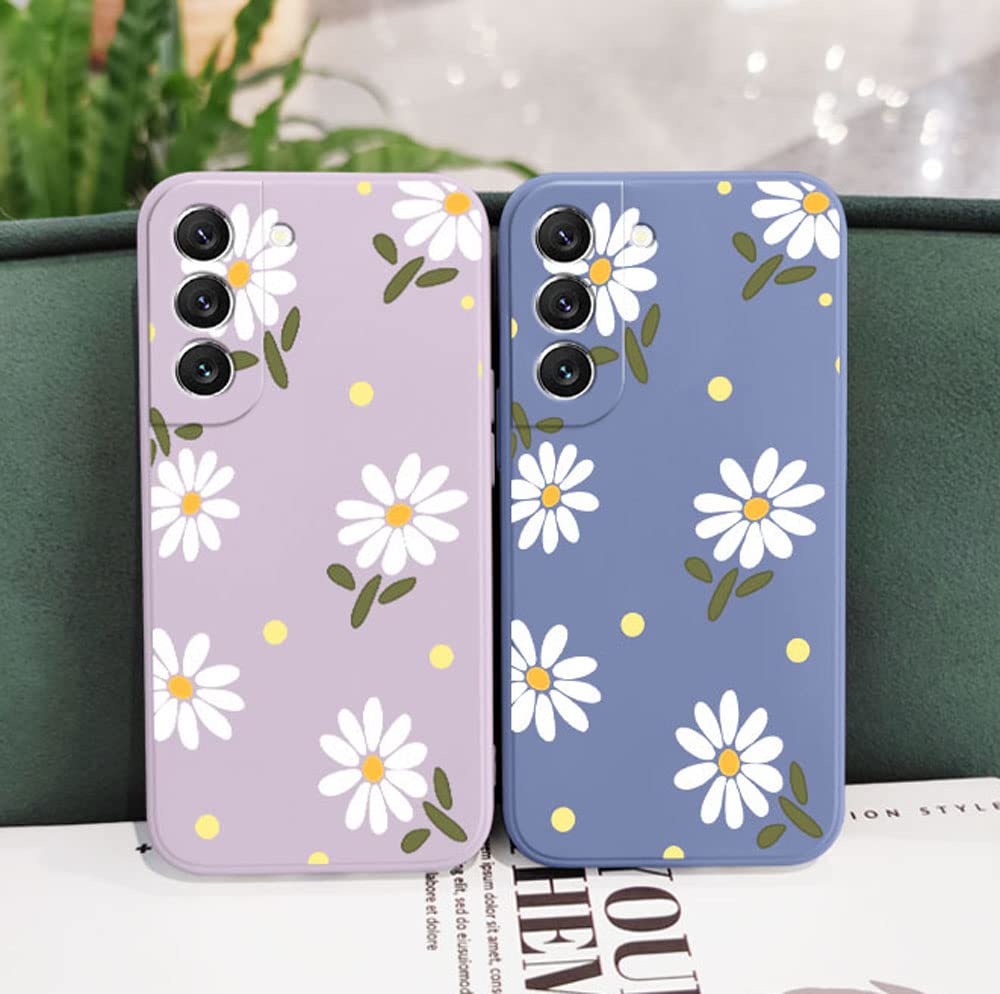 Sunswim For Galaxy S22+ Plus Case Cute Daisy Pattern Full Camera Lens Protection Slim Shockproof Tpu Bumper Liquid Silicone Prot