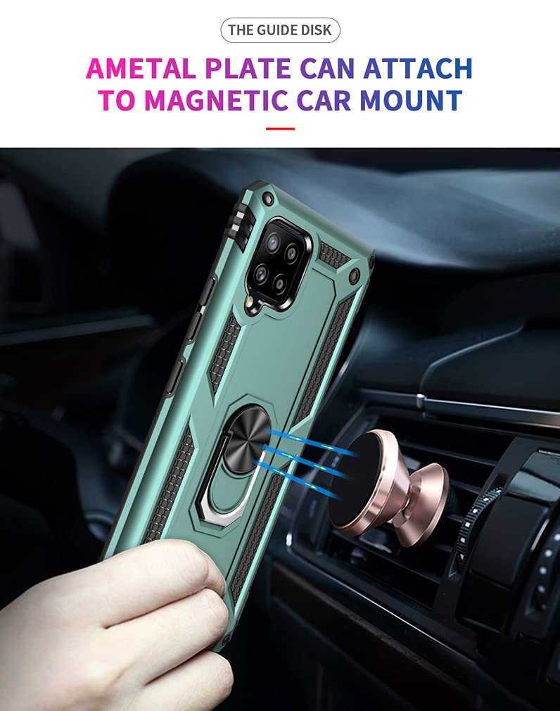 Yzok For Galaxy A42 5G Case, A42 5G Case,With Hd Screen Protector,[Military Grade] Ring Car Mount Kickstand Hybrid Hard Pc Soft