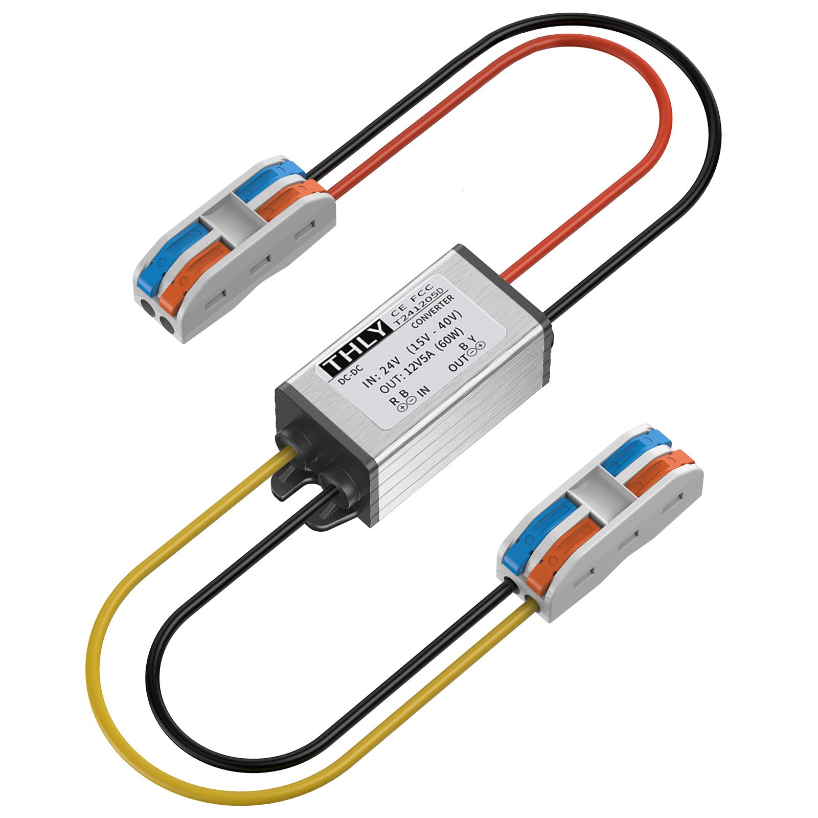 24V To 12V Converter With Wire Terminal Block, More Safe 18V To 12V Step Down Converter 5A 60W, Dc To Dc Converter For Golf Cart