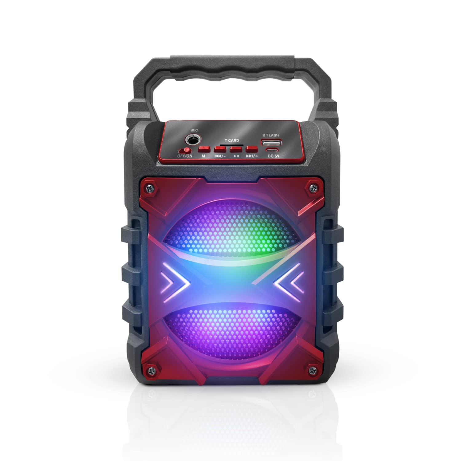 Top Tech Jet 4 Portable Bluetooth Speaker, 400W Power, 4 Inch Woofer, Rich Bass, 6 Hour Playtime, Disco Lights, Karaoke Mode, Tws Function, 100 Ft Wireless Range, Usb, Tf Card & Microphone Input, Red