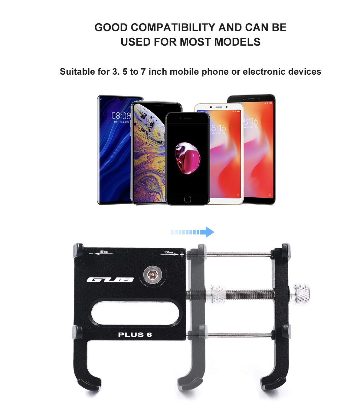 Gub Bike Phone Mount Holder, Aluminum Motorcycle Phone Holder Mount With 360� Rotation For Iphone 11 12 13 14 15 16 Pro Max Plus, Samsung S24 S23 S22 S21 Note20/10 4 7 Inch   Upgraded