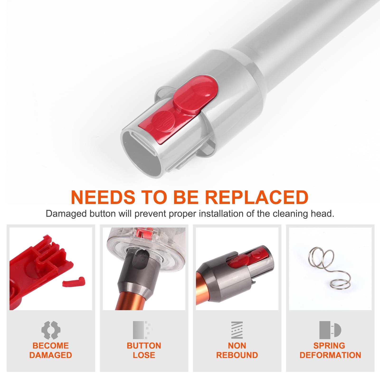 2 Pack Cleaner Head Clip Latch Tab Button Replacement For Dyson V7 V8 V10 V11 V15 Vacuum Cleaner Extension Wand Clip Button, Wan