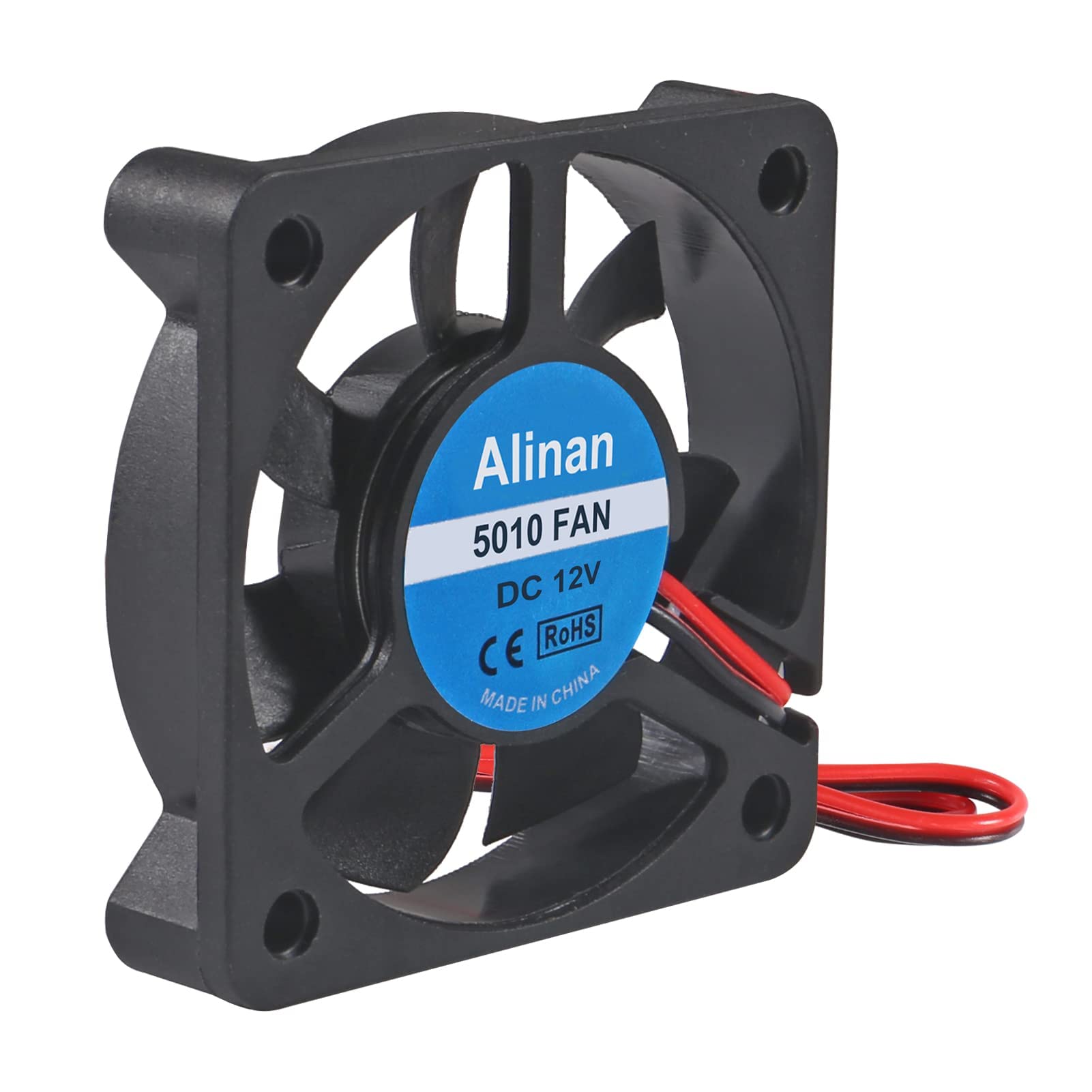 Alinan 6Pcs 5010 12V Sleeve Bearing Cooling Fan 50Mm Silent Cooling Dc 12V 0.08A Silent Quiet Dc Brushless Cooling Fan 3D Printer Cooling Fan With 2Pin Wire