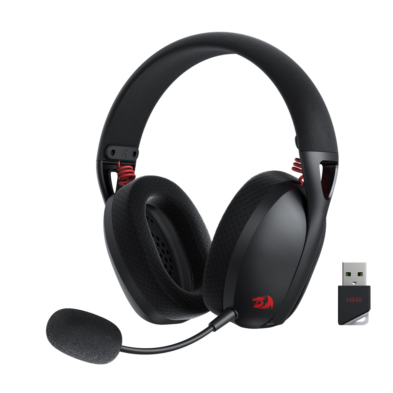 Redragon H848 BT Wireless Gaming Headset - Lightweight - 7.1 Surround Sound - 40MM Drivers - Detachable Microphone - Multi Platf