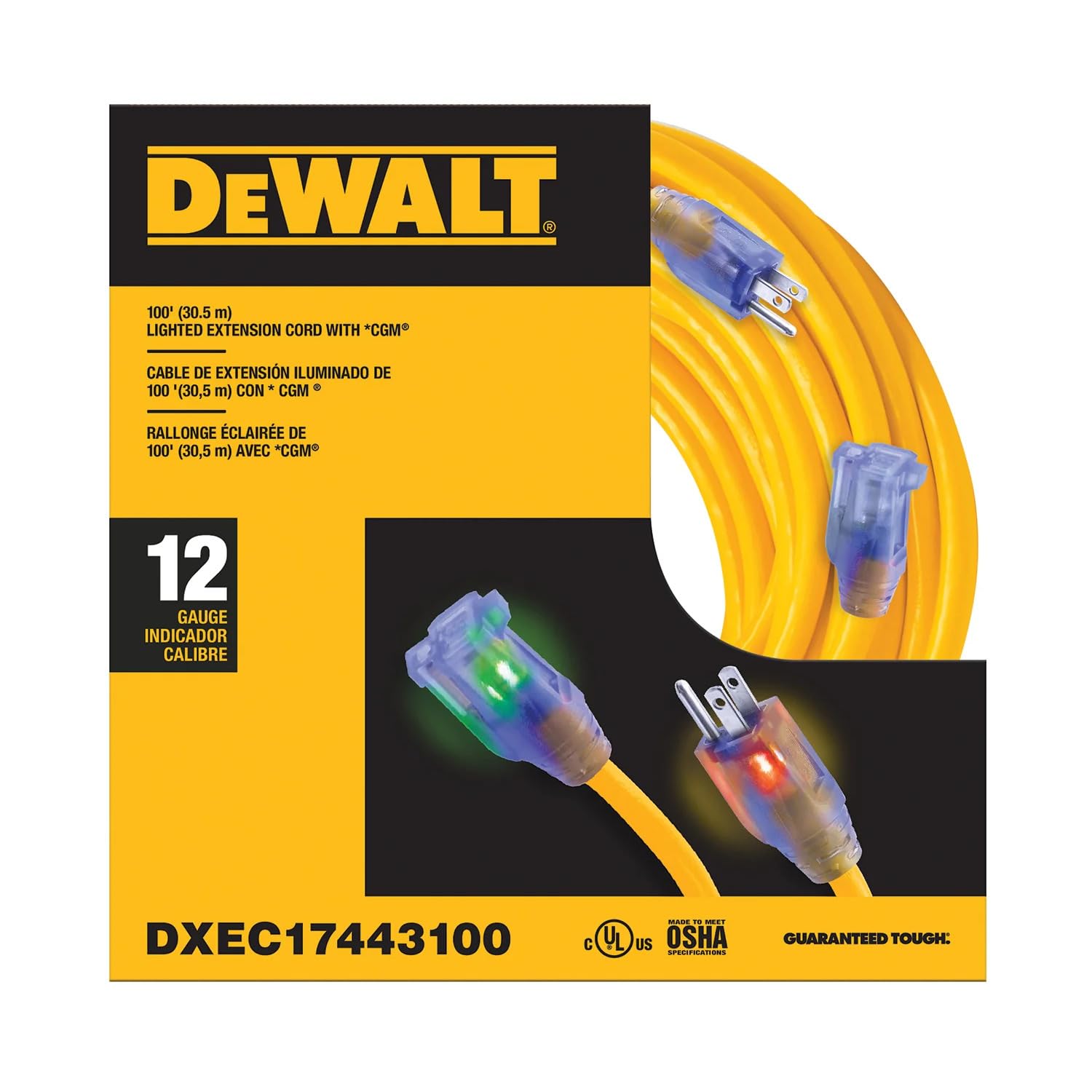 Dewalt 100 12/3 Sjtw Lighted Ext Cord