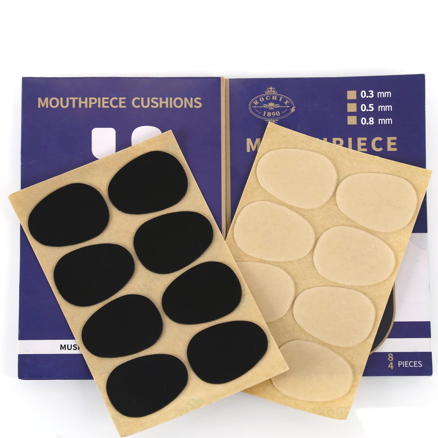 Alto/Tenor Saxophone Sax Mouthpiece Cushions Patches Pads,0.5Mm Black & White (16 Pcs)