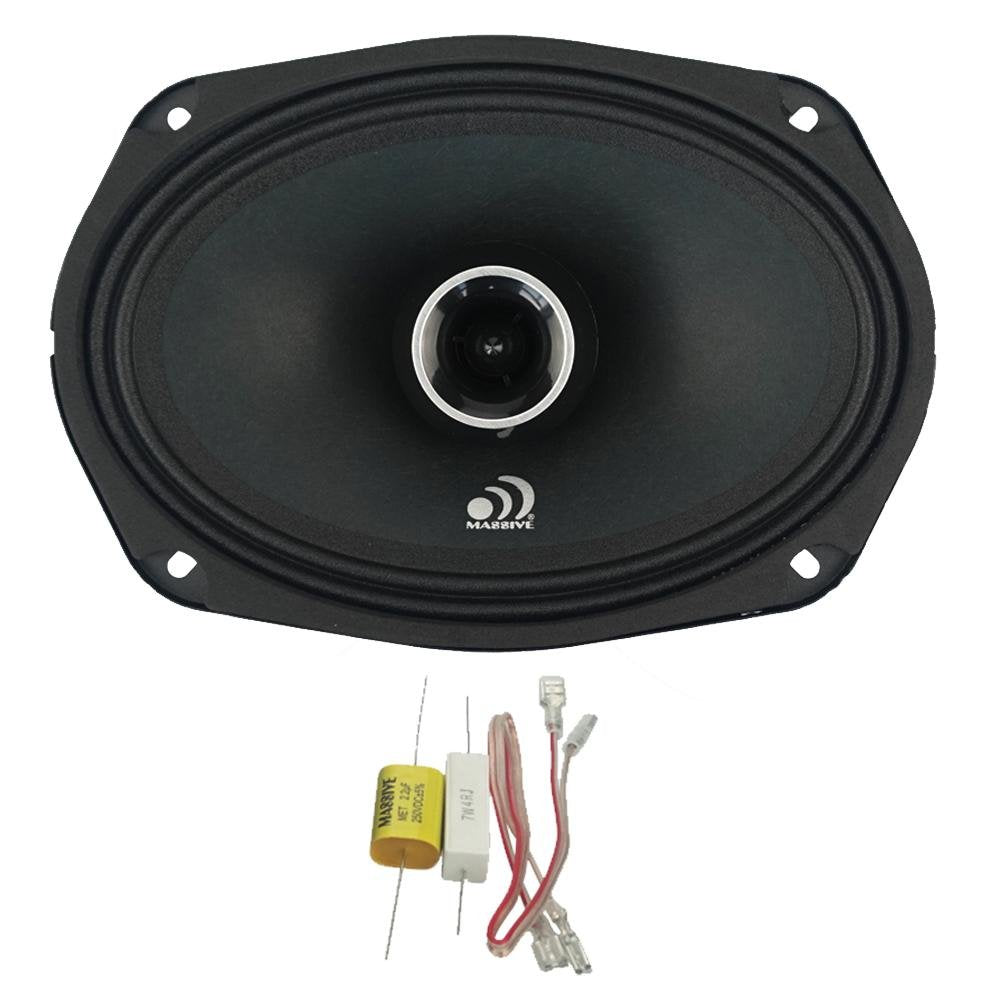 Massive Audio P69X V2 | 6x9 Pro Audio Coaxial Speakers | 140W RMS / 280W Max | High SPL Mid-Range & Compression Tweeter | 4 Ohm
