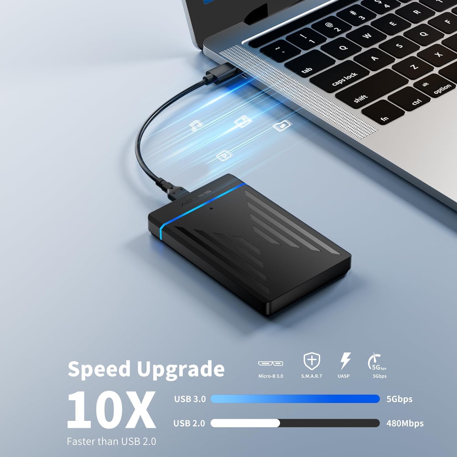 Acasis 2.5' External Hard Drive Enclosure Usb 3.0 To Sata Iii Adapter Supports 2.5 Inch Ssd & Hdd 9.5Mm 7Mm Hard Disk Case With Uasp Compatible With Wd Seagate Toshiba Samsung Hitachi