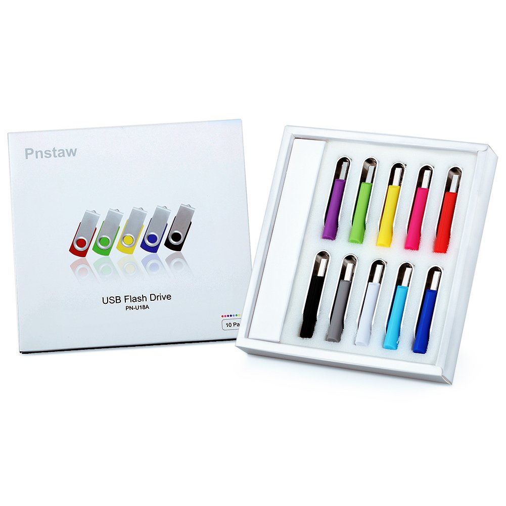 32Gb Usb 2.0 Flash Drive Pnstaw Swivel Memory Stick Thumb Drive Pen Drives Jump Drive For Data Storage, File Sharing(10 Pack,Multi Color) (32Gb)