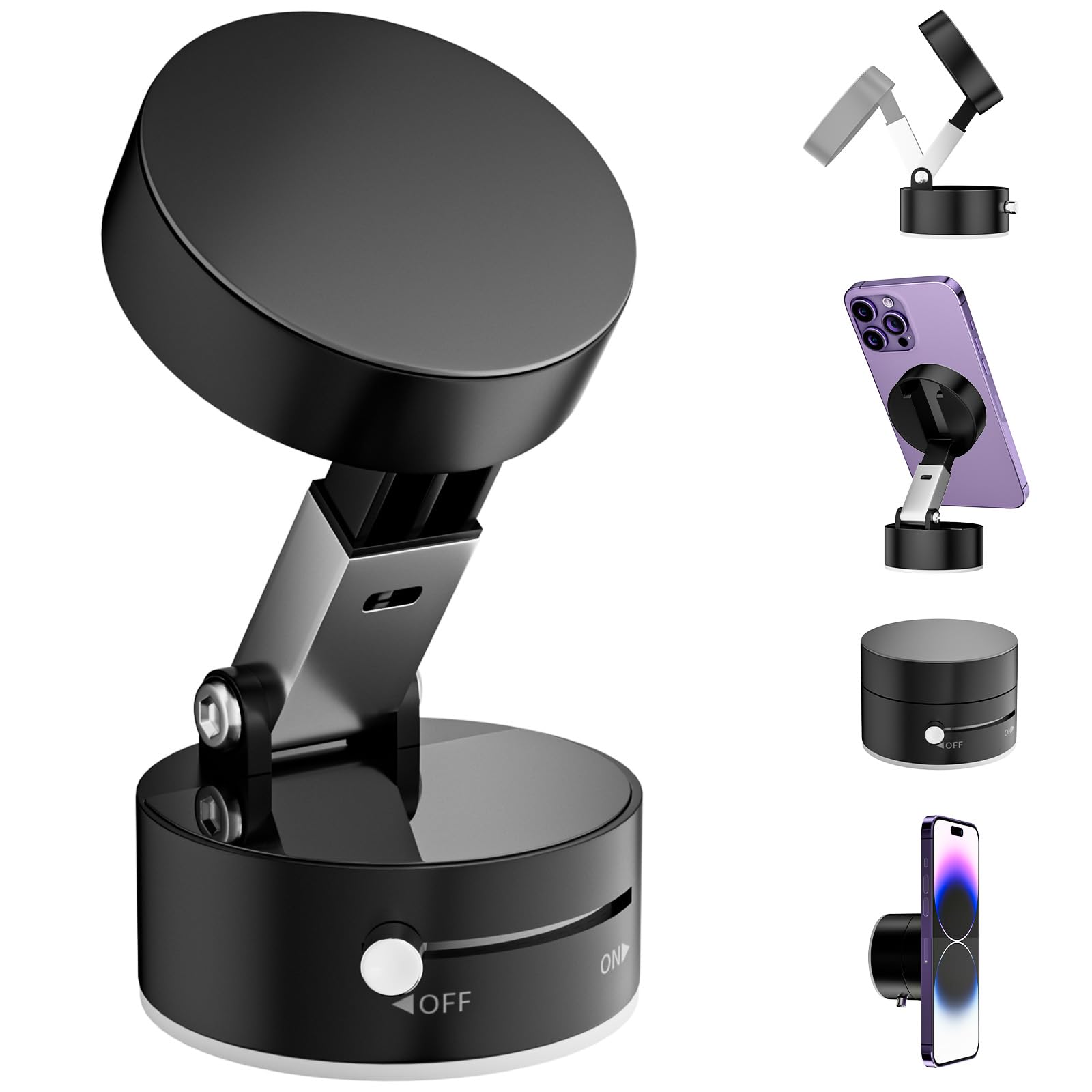 Vacuum Magnetic Suction Phone Holder, Upgraded Suction Cup Car Phone Mount, Multi-Scenario Foldable And Retractable Phone Stand 