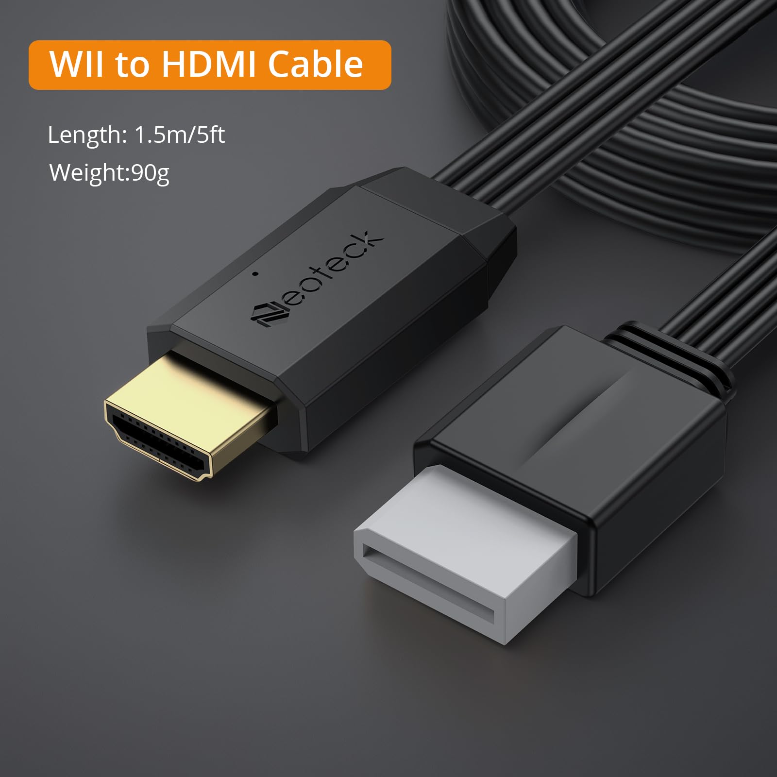 Neoteck Wii To Hdmi Converter 1080P 5Ft/150Cm Hdmi Cable Built-In Audio Video Cable For Tv,Plug And Play Hdmi Adapter Compatible