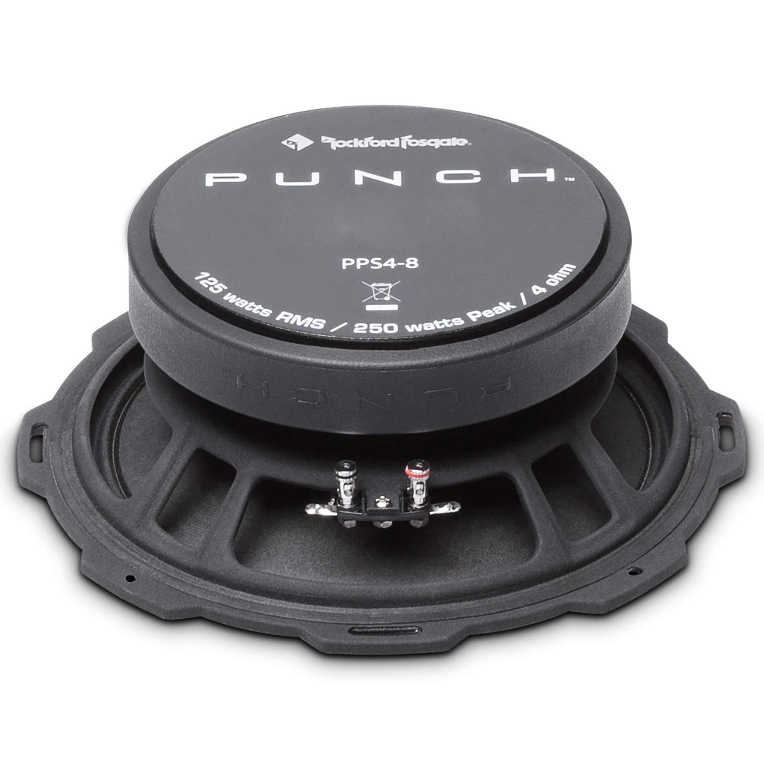 Rockford Fosgate Pps4 8 Punch Pro Single 8' 4 Ohm Single Component Midrange Speaker 125 Watts Rms / 250 Watts Peak   Black