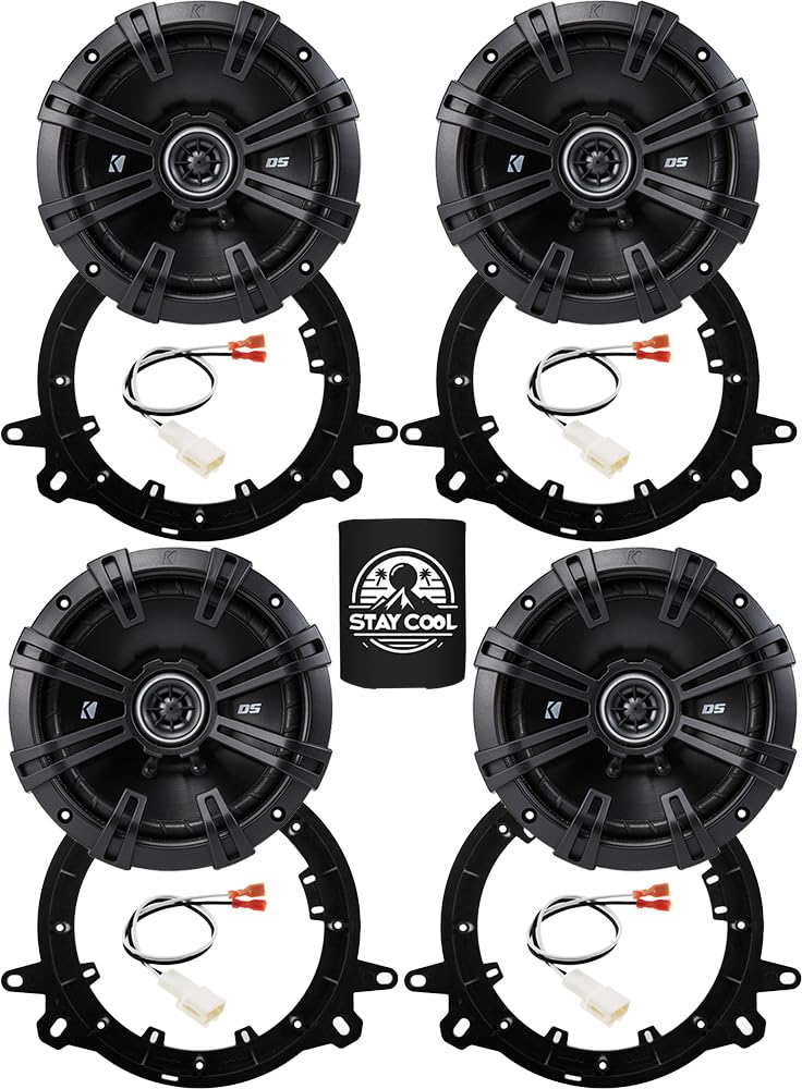 KICKER Speakers 6.5 inch for Toyota RAV4 2001-2018 Upgrade Kit - 4 Pack of DS Series with Adapters and Harness, Coaxial 6 1/2 Ca