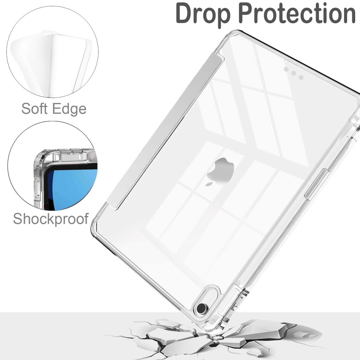 Feams Case For Ipad 10Th Generation Case 10.9 Inch, Slim Lightweight Trifold Ipad 10.9 Case Clear Back Transparent Cover With Pe