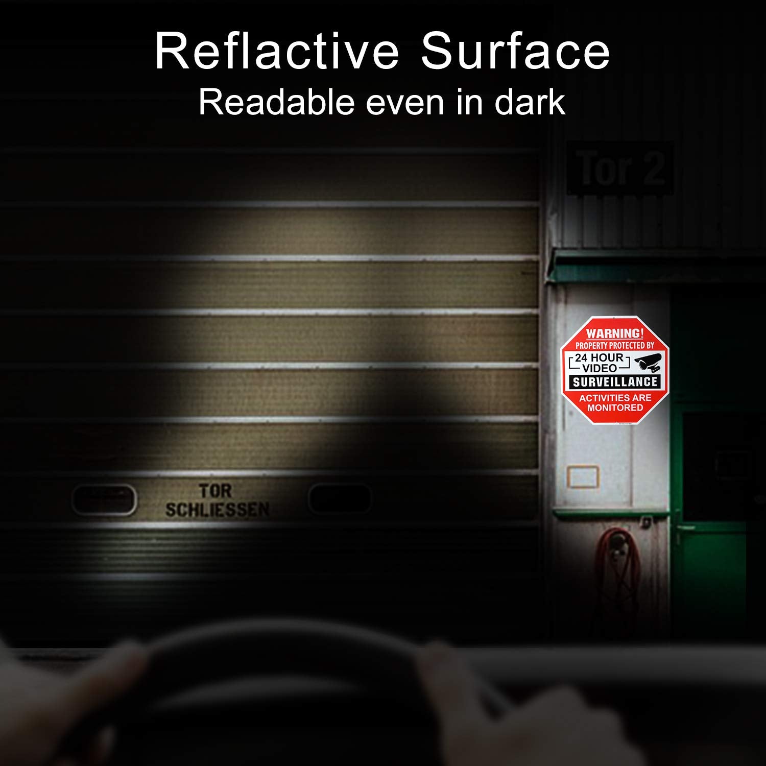 Meterio Video Surveillance Sign 2 Pack, Aluminum No Trespassing Metal Reflective Warning Sign, Uv Protected And Waterproof, Indo