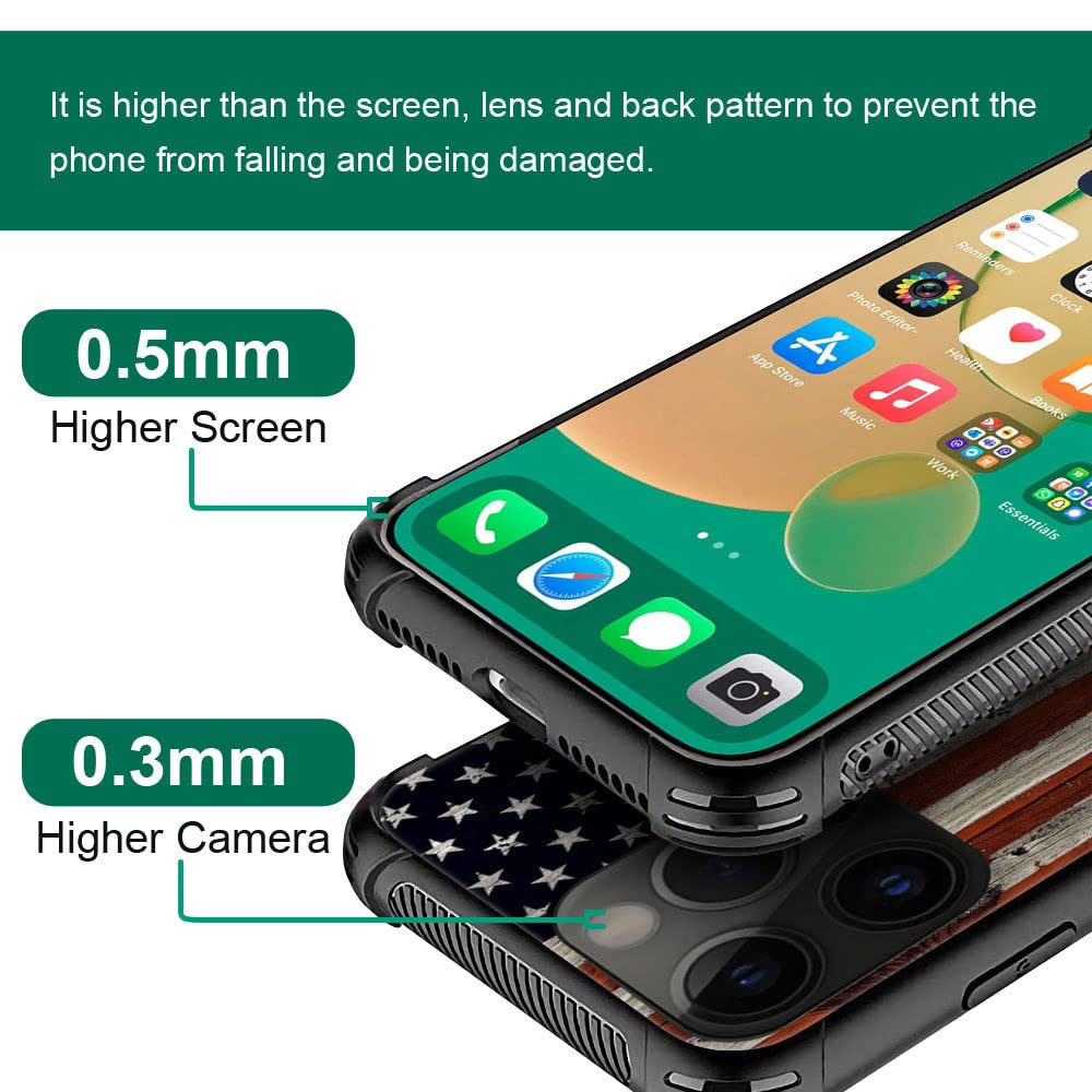 Iphone 14 Plus Case,Red Wood Usa Flag Iphone 14 Plus Cases For Men Boy,Drop Protection Cool Pattern With Soft Tpu Bumper Case Fo