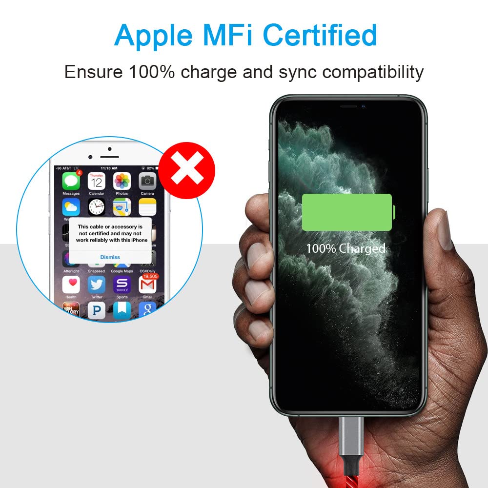 Led Iphone Light Up Charger Cable, | Apple Mfi Certified | Usb A To Lightning Fast Charging Cord Compatible With Iphone 13 Pro M