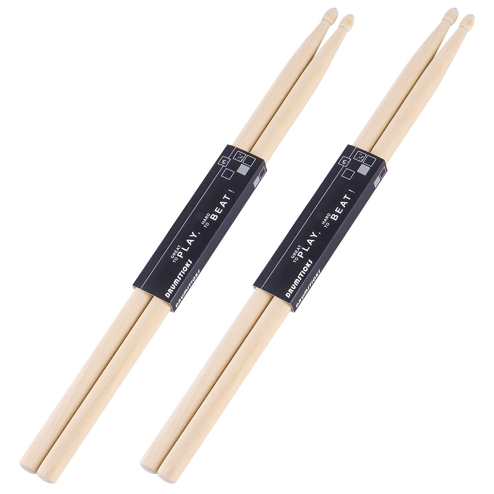 Oieton 2 Pairs Drum Sticks 5A Classic Maple Wood Drumsticks Wood Tip Drumstick For Adults Kids And Beginners