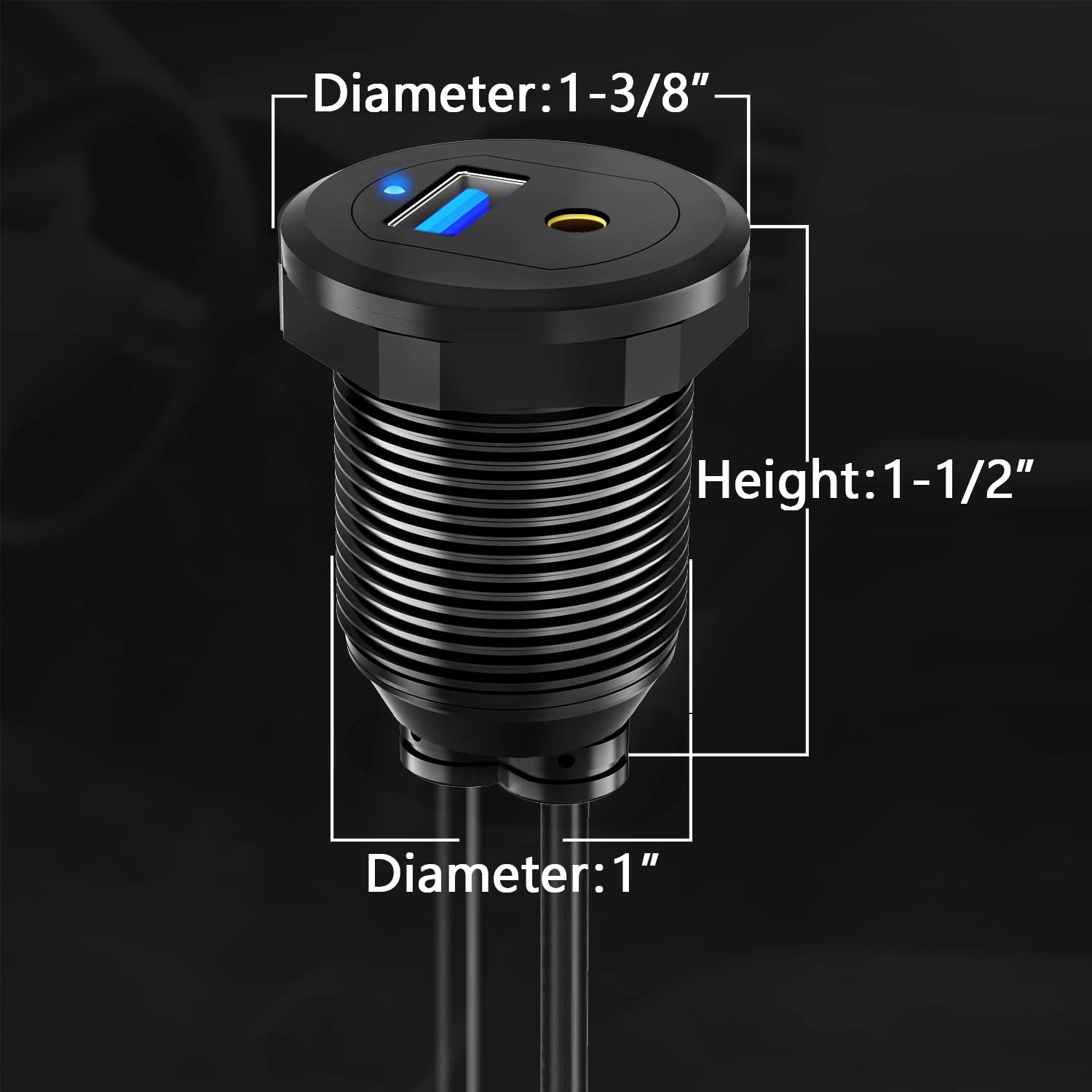 Batige Alloy Usb 3.0 Aux Dc3.5Mm Port Car Mount Flush Cable For Car Boat Motorcycle Dash Panel With Led Indicator   3Ft