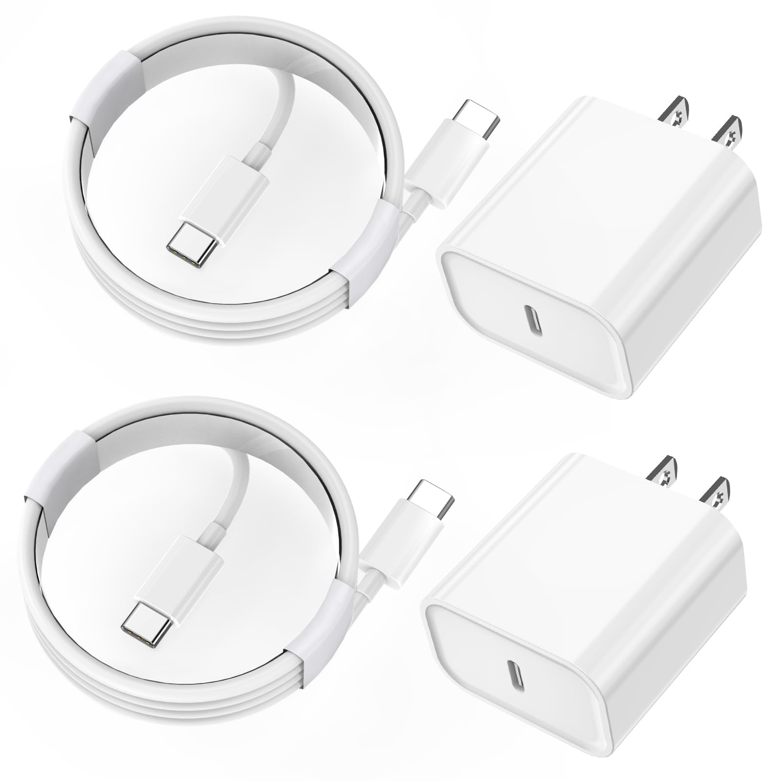Iphone 15 Pro Charger Fast Charging, 2Pack 20W Pd Usb C Wall Charger Type C Block With Usb C To C Fast Charging Cable Cord Compa