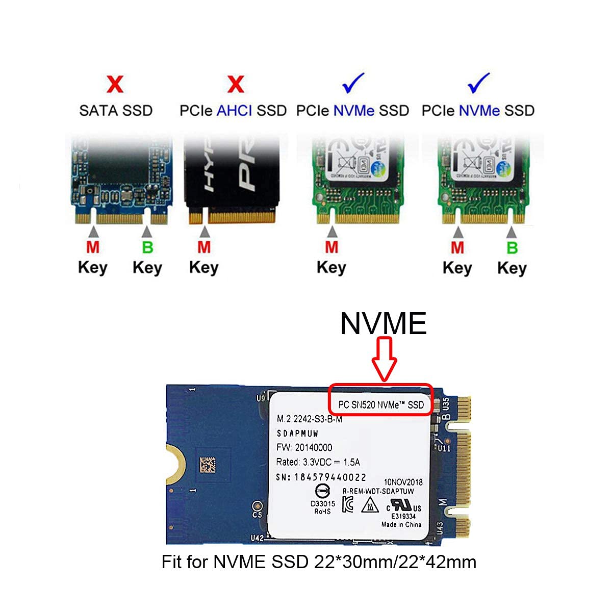 Cy M.2 Nvme Ssd Enclosure Adapter Usb 3.1 Gen2 10Gbp To Nvme Pci-E M-Key Solid State Drive External Enclosure For 2242Mm 2230Mm