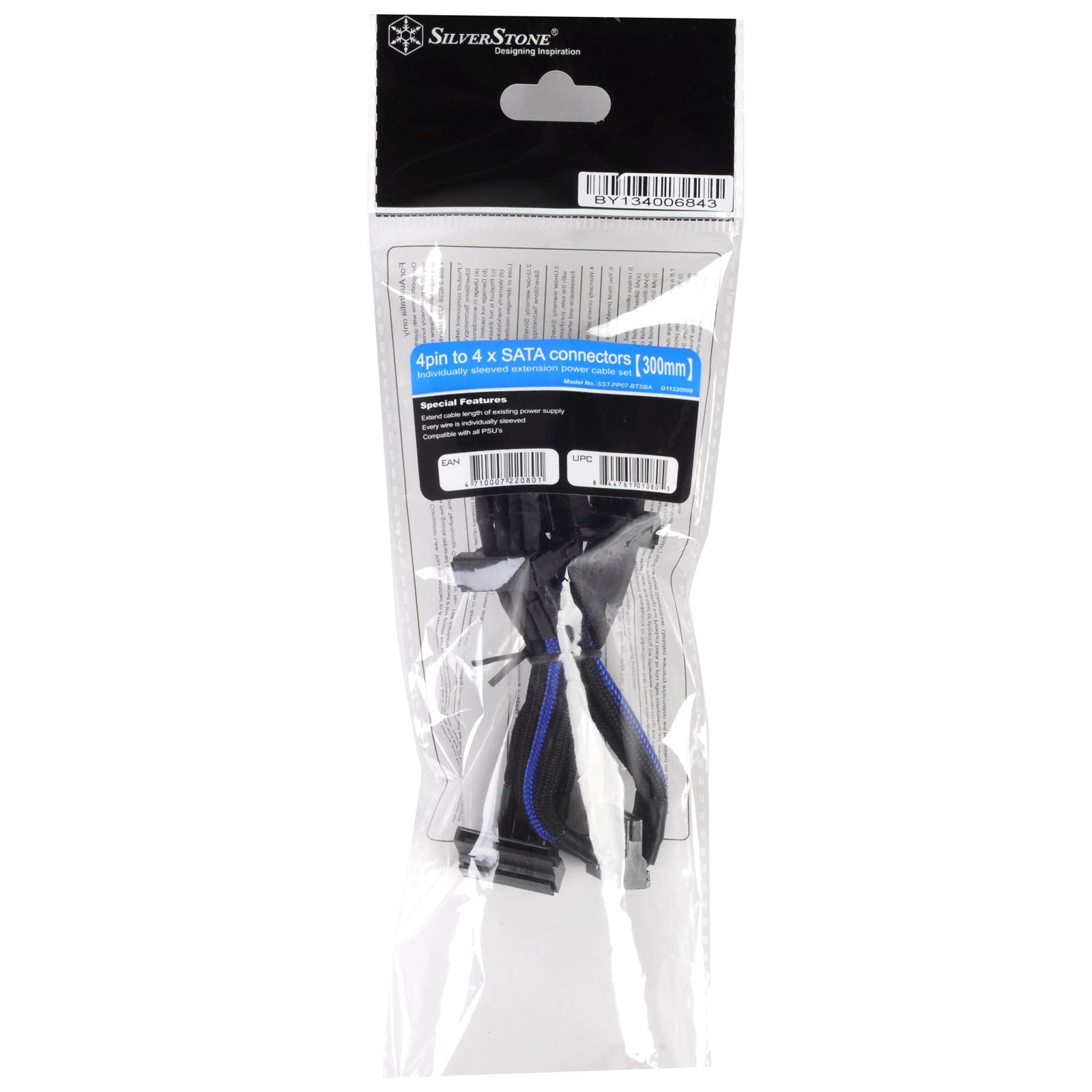 Atx 24Pin To Mb 24Pin(300Mm) Power Cable Extneder, Bicolor  Black & Blue