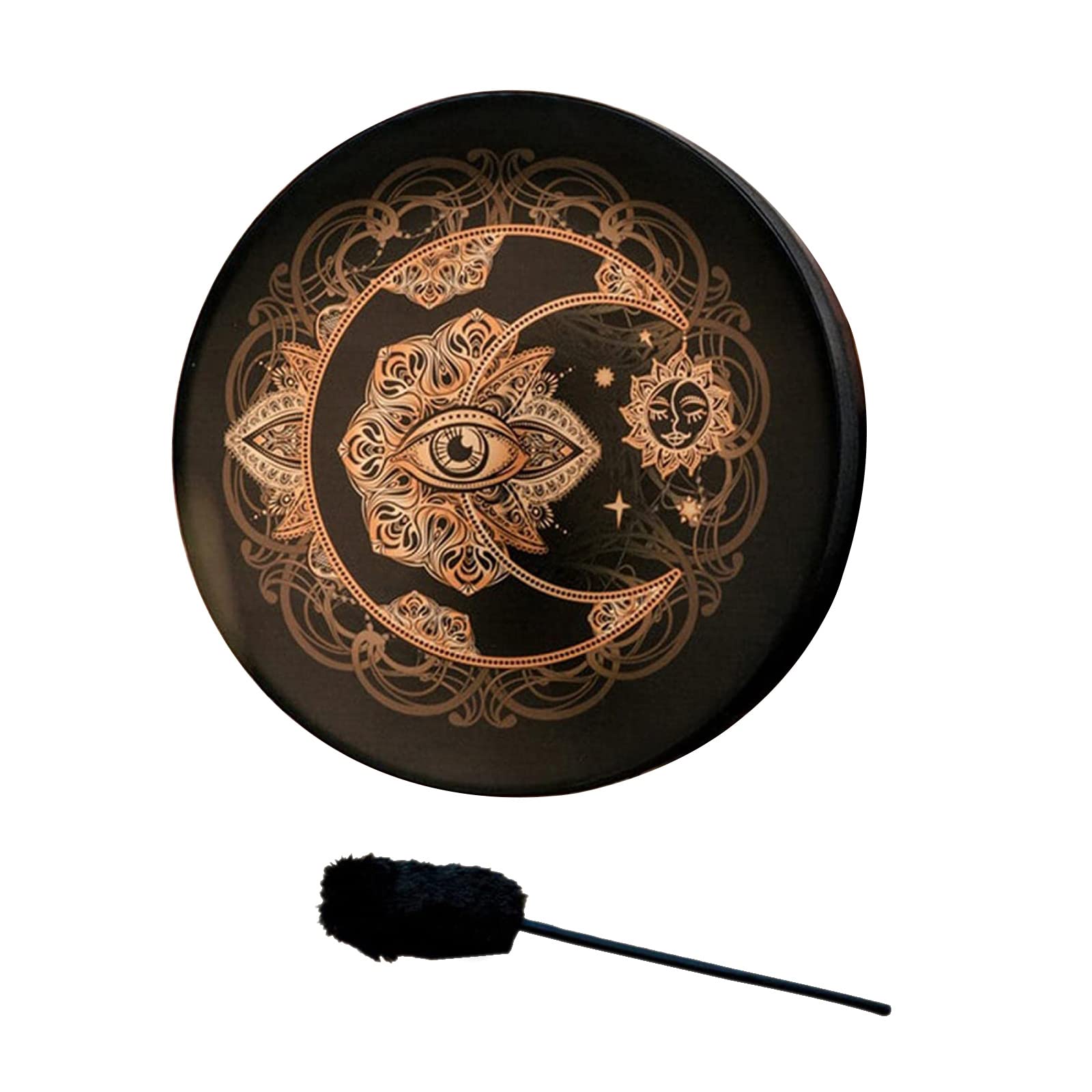 Firlar Shaman Drum,10 Inch Tree Of Life Decoration Design Hand Drum With Drum Stick, Instrumental Shaman Alchemy Moon Drum, Soun