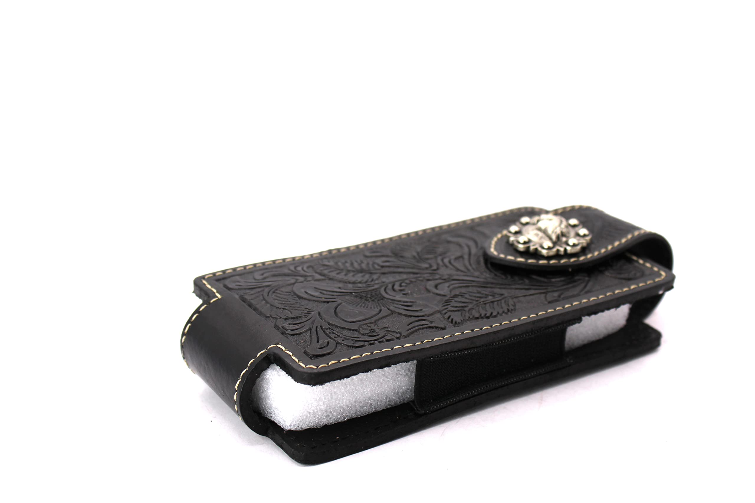 West Star Leather Phone Holster Universal Cellphone Holder Pouch With Belt Loop Magnetic Closure 6''X3'' 342B Horse Bk