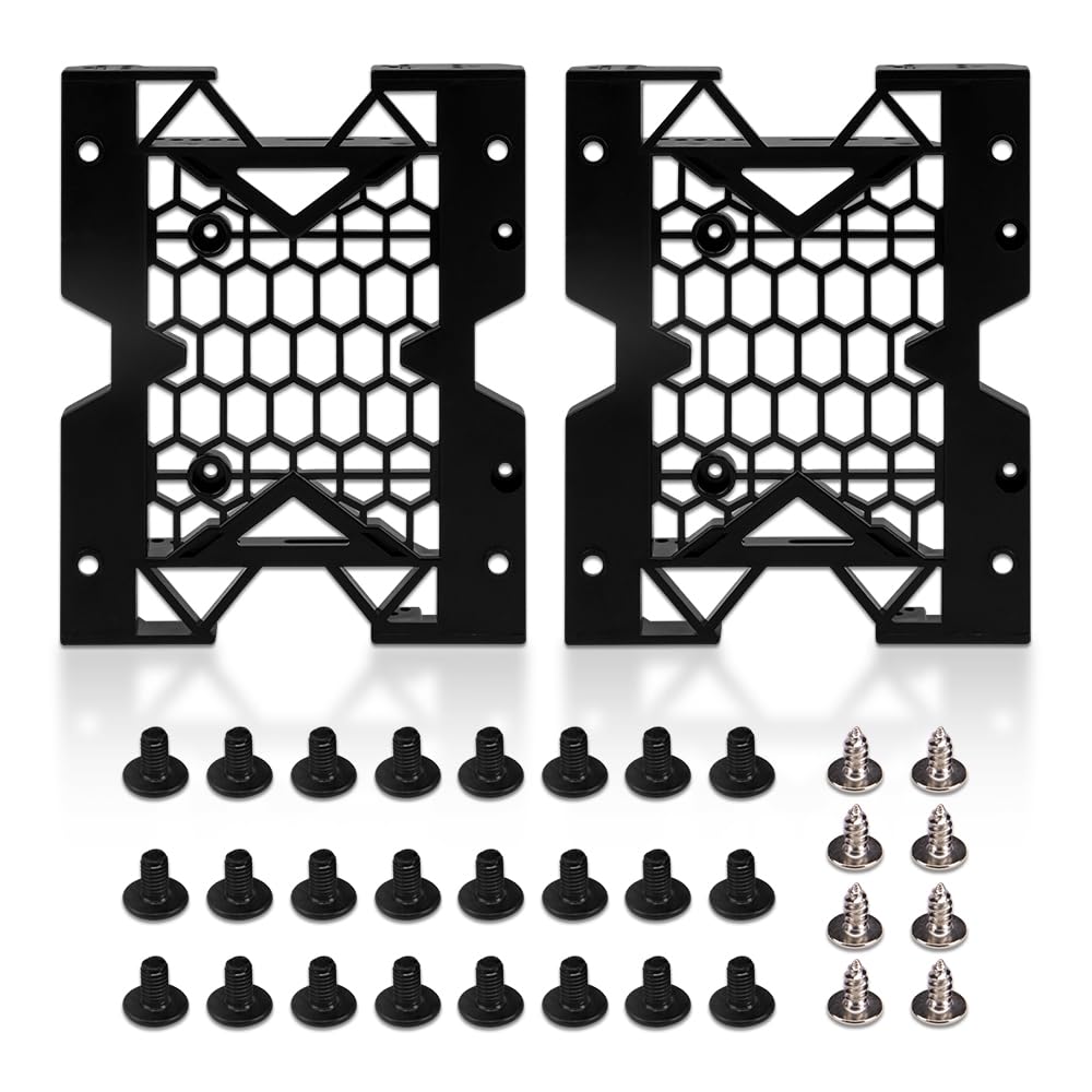 Koobook 2Pcs 5.25' To 3.5' 2.5' Ssd Hdd Tray Caddy Case Adapter Hard Disk Drive Bays Holder Cooling Fan Mounting Bracket For Pc