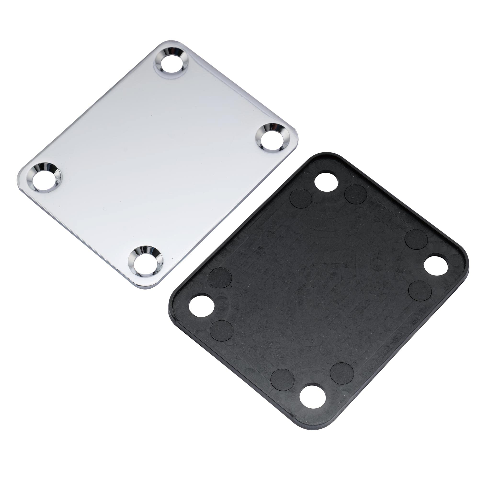Musiclily 4 Holes Metal Guitar Neck Plate For Fender Strat Tele Electric Guitar Or Bass,Chrome