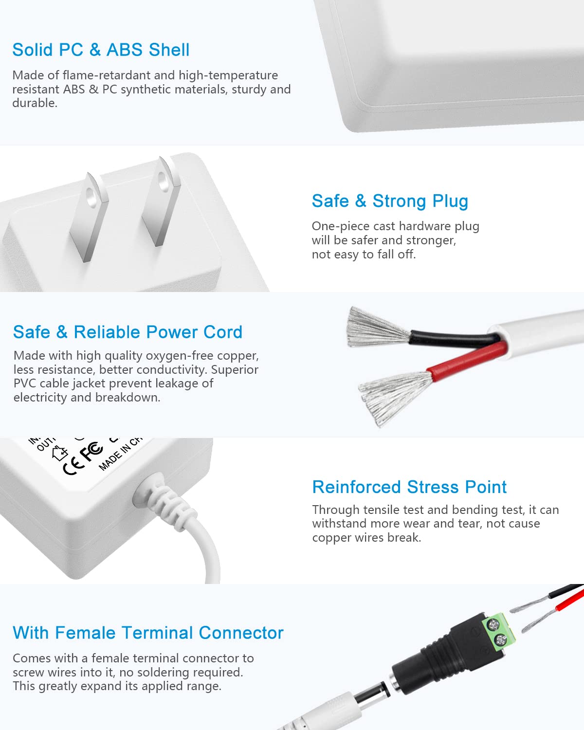 Alitove 12V Power Supply 12 Volt 3A 36W Ac/Dc Adapter White Dc 12V Power Cord 12V 2.5A 2A 1.8A 1.5A Ac To Dc Converter With 5.5X