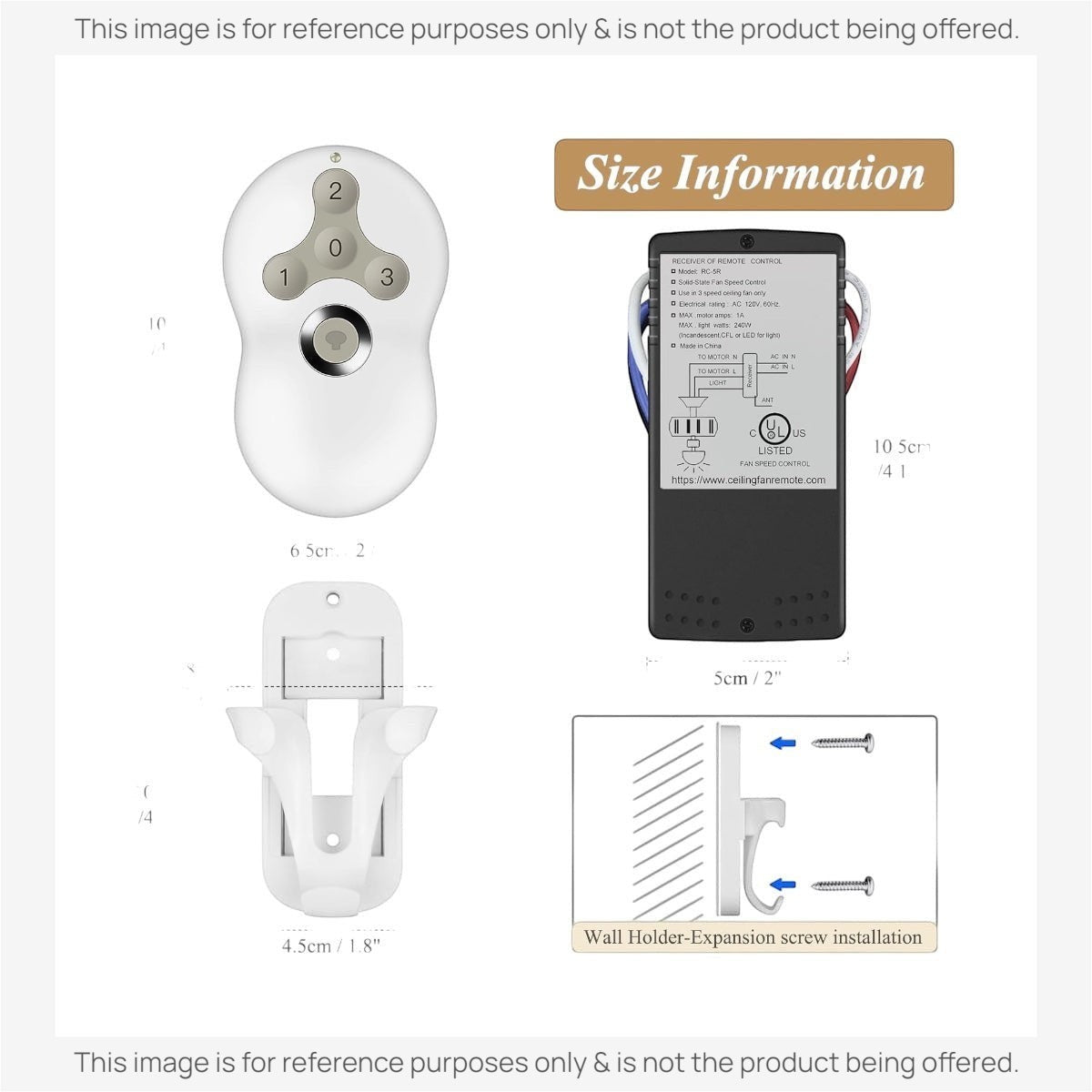 Anderic Substitute Kit for Prichor RC-5T RC-5R Ceiling Fan Remote Control Kit for 3-Speed Ceiling Fans [63T-AC83T-KIT]