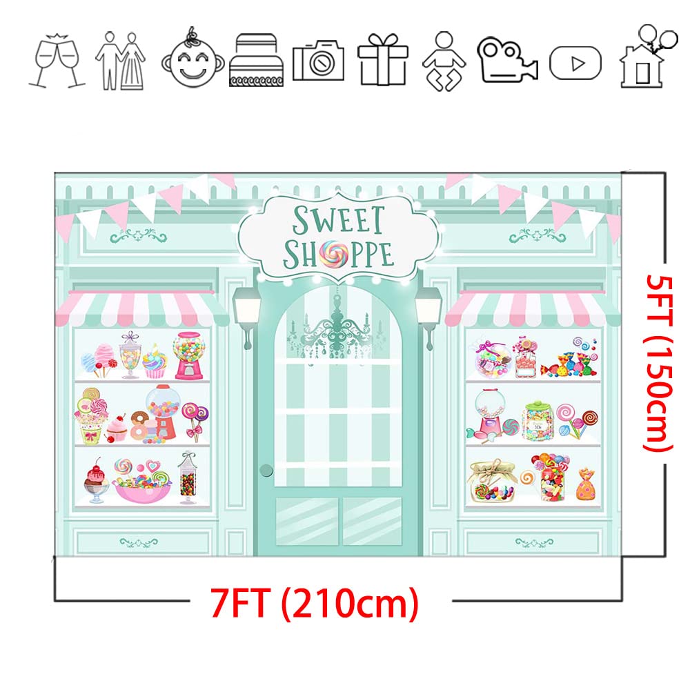 Mocsicka Sweet Shoppe Backdrop Dessert Parlor For Girl Birthday Party Background Decorations Donut Ice Cream Cake Table Decor Ph