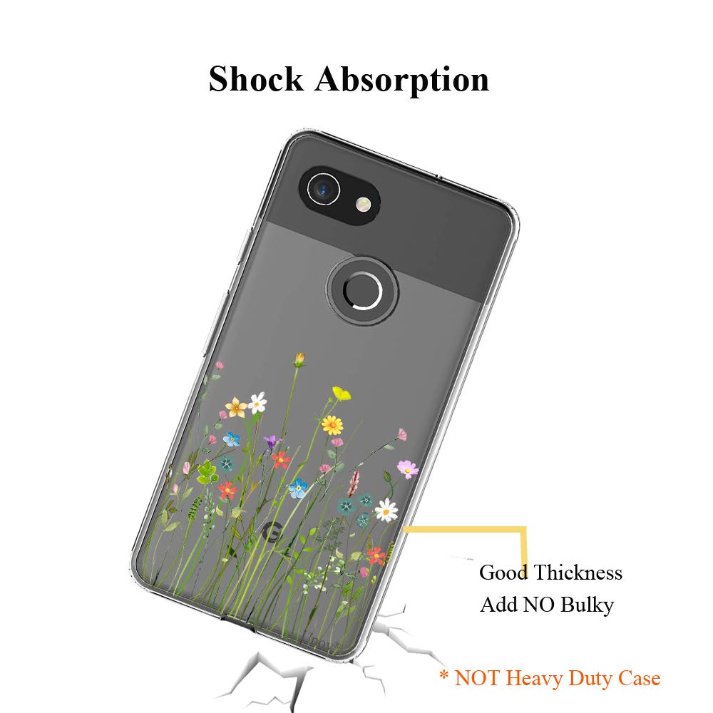 Unov Pixel 3A Case Clear With Design Soft Tpu Shock Absorption Slim Embossed Pattern Protective Back Cover For Pixel 3A 5.6 Inch