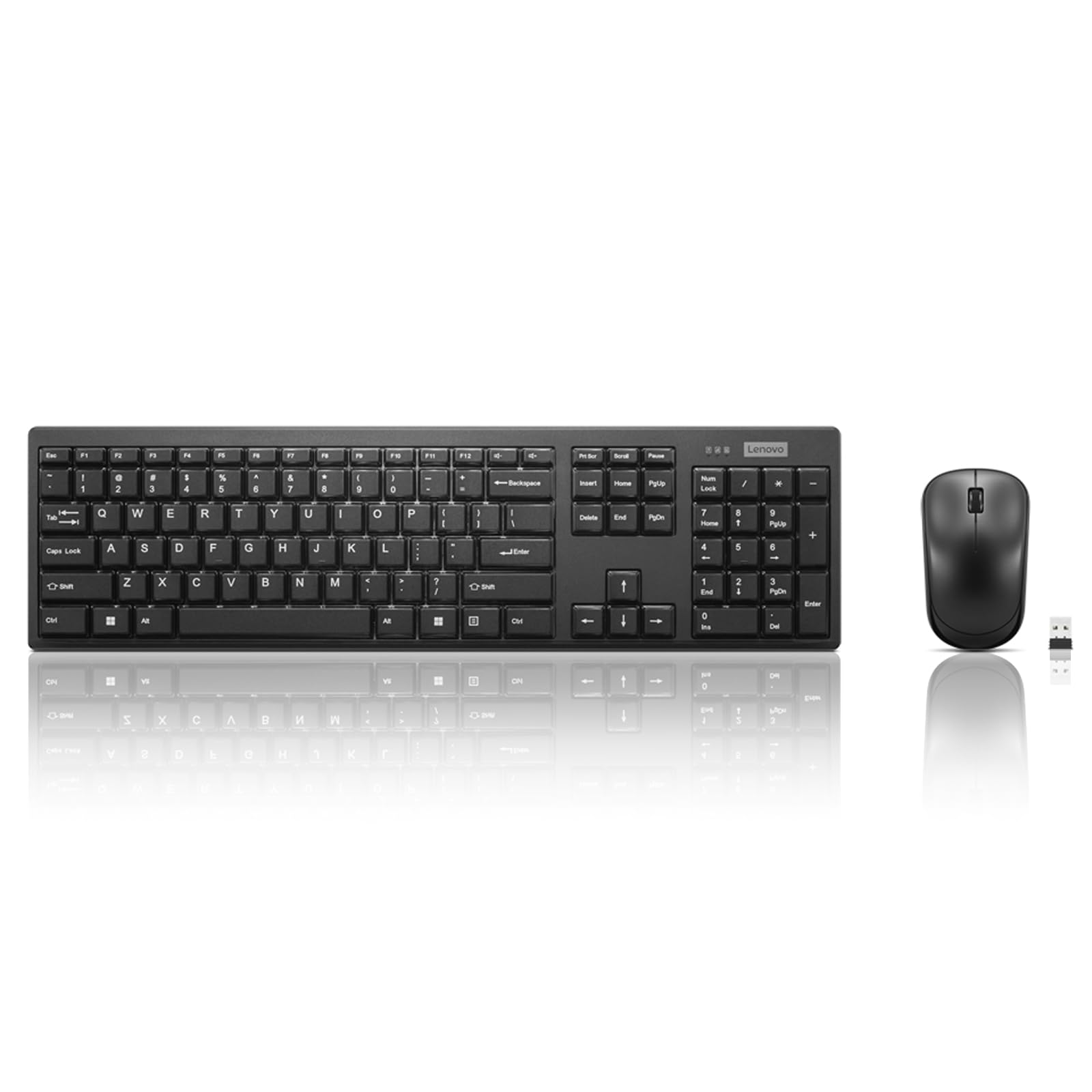 Lenovo 100 Wireless Keyboard and Mouse Combo  Cordless Set with Spill Resistant Quiet Keys  3Zone Keyboard  Ambidextrous Mou