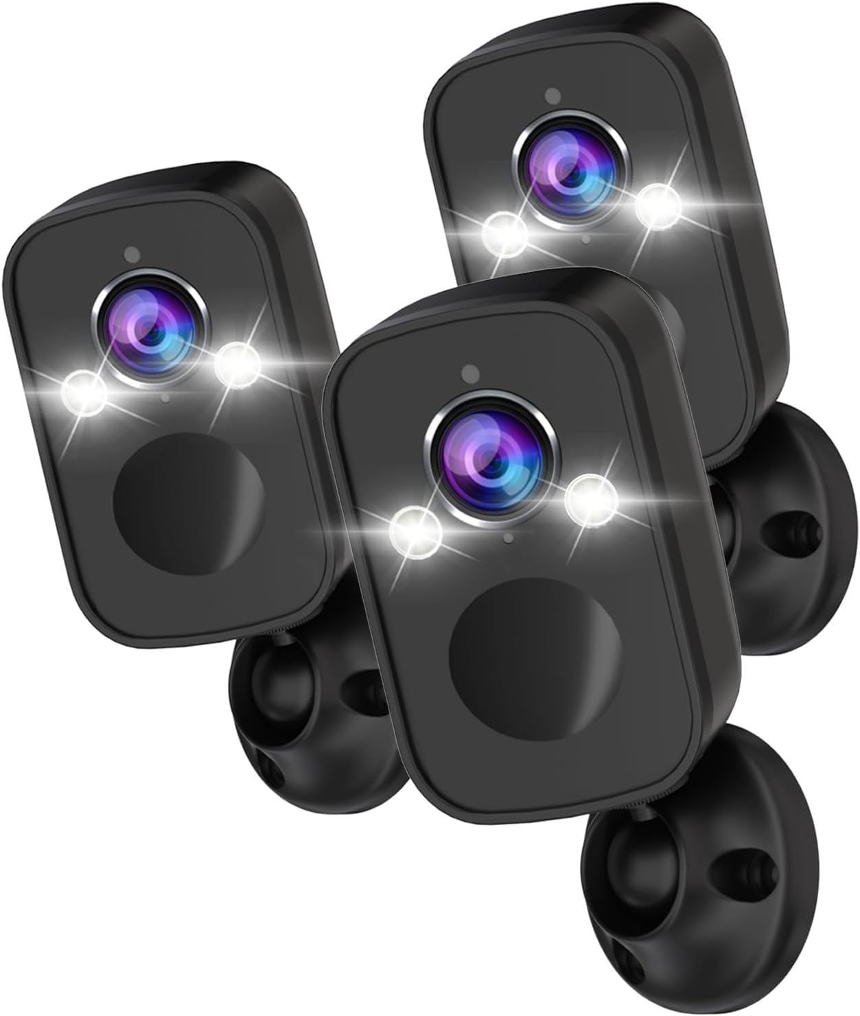 Rraycom 3Pack Security Cameras Wireless Outdoor For Home Security, 2K Battery Powered Wifi Ai Motion Detection Spotlight Siren Alarm Security Camera, Color Night Vision, 2 Way Talk, Cloud/Sd, W/Alexa