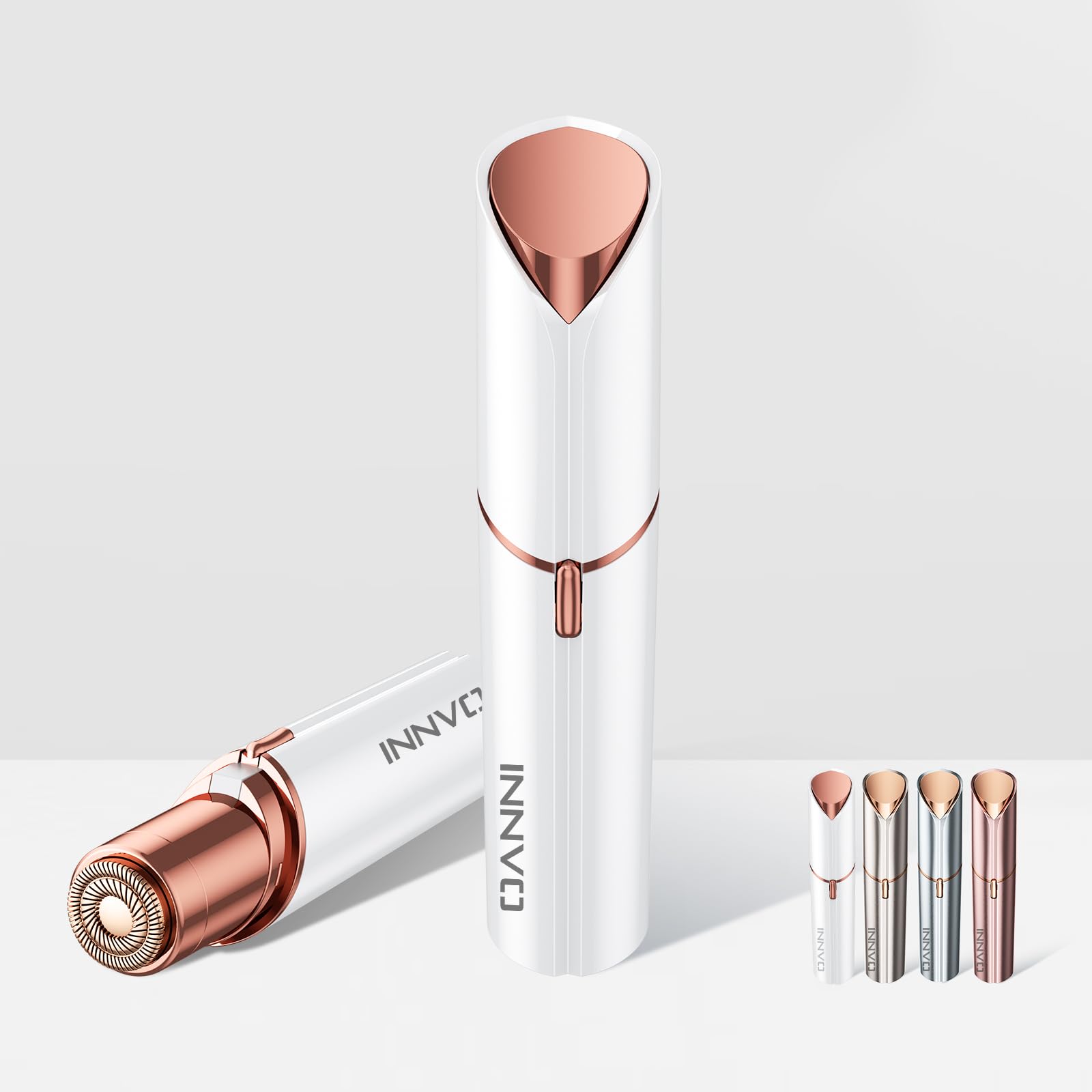 Innvo Facial Hair Remover For Women Ladies Upper Lip Hair Removal Electric Face Shaver With Rechargeable Battery Brush (White)